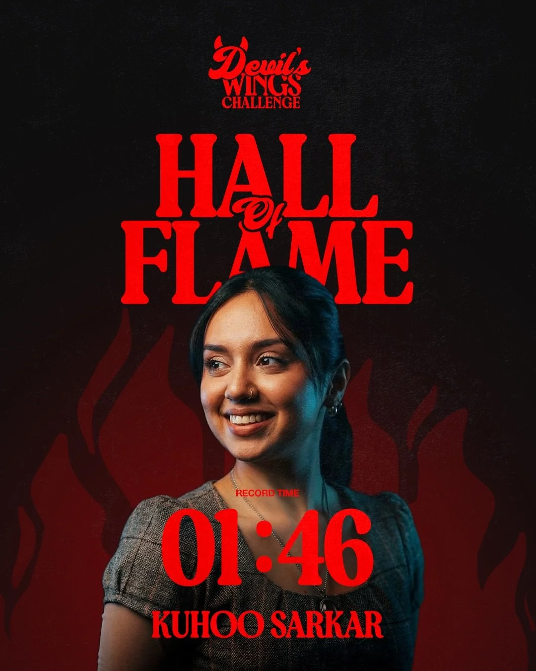@k.u.who who didn&rsquo;t just win&hellip; she dominated. 1:46 on the Devil&rsquo;s Wing Challenge 😈 She is the first person to be inducted into the Hall of Flame 🔥 

Who&rsquo;s coming for her crown? Tag the one friend who thinks they can.