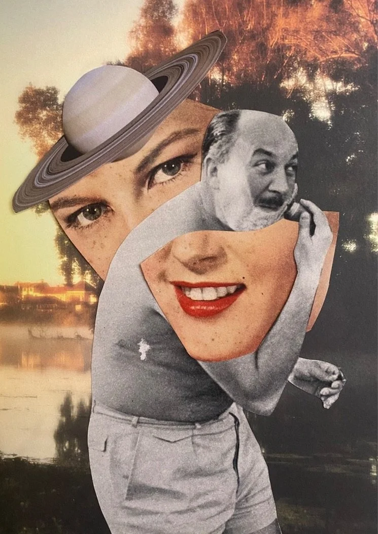 Collages contemporains surréalistes faits à la main par Julia Chameroy (Julink). Œuvres originales et impressions artistiques disponibles à l’achat.”