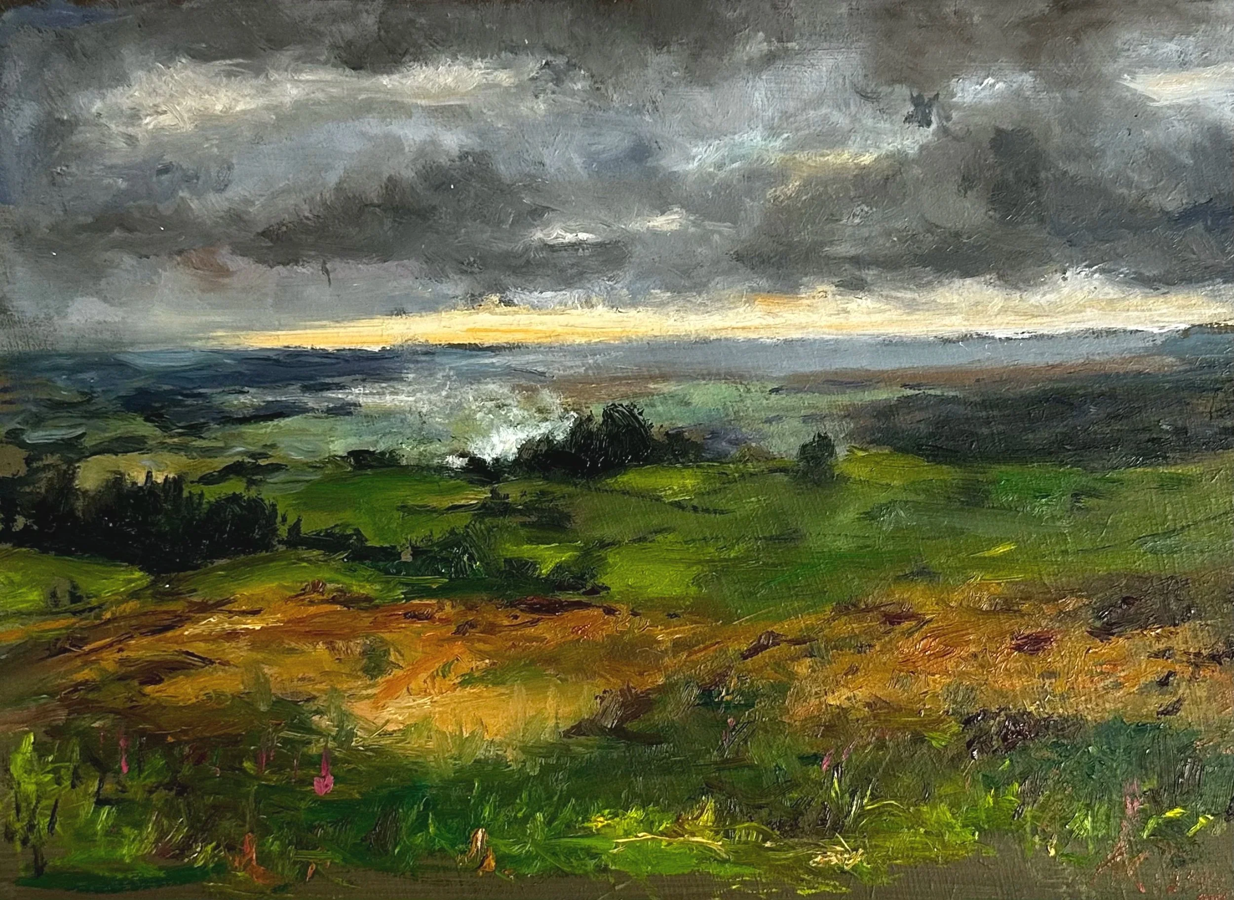 Overlooking Morecambe Bay from Jubilee Tower - Oil on panel - 30 x 24 cm