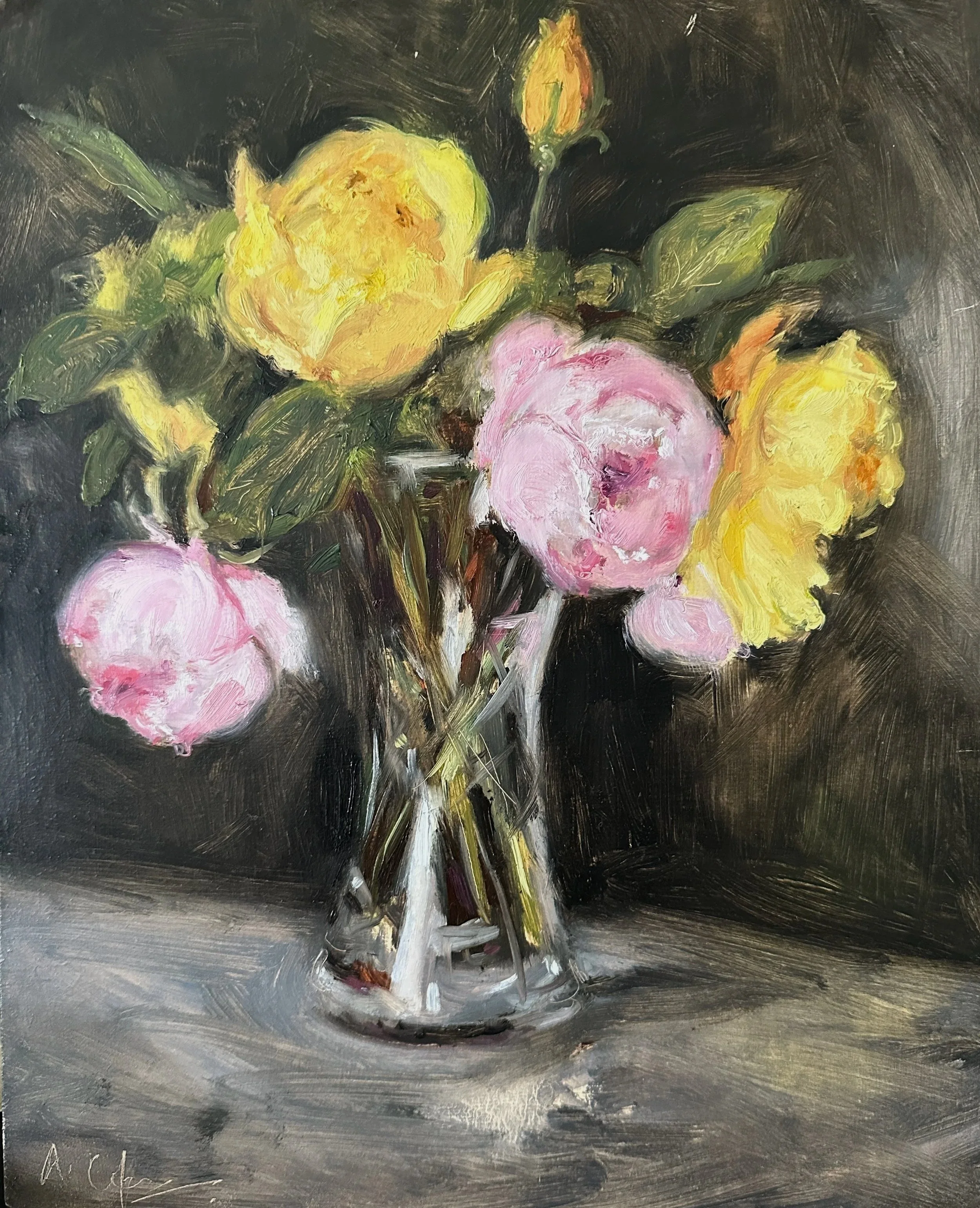 Garden Roses - Oil on panel - 24 x 30 cm - SOLD