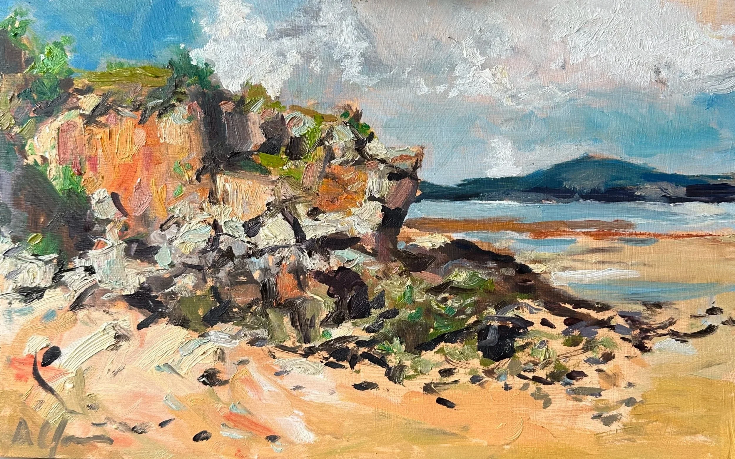 Heysham beach to Black Combe, Millom - Oil on panel - 35 x 23 cm