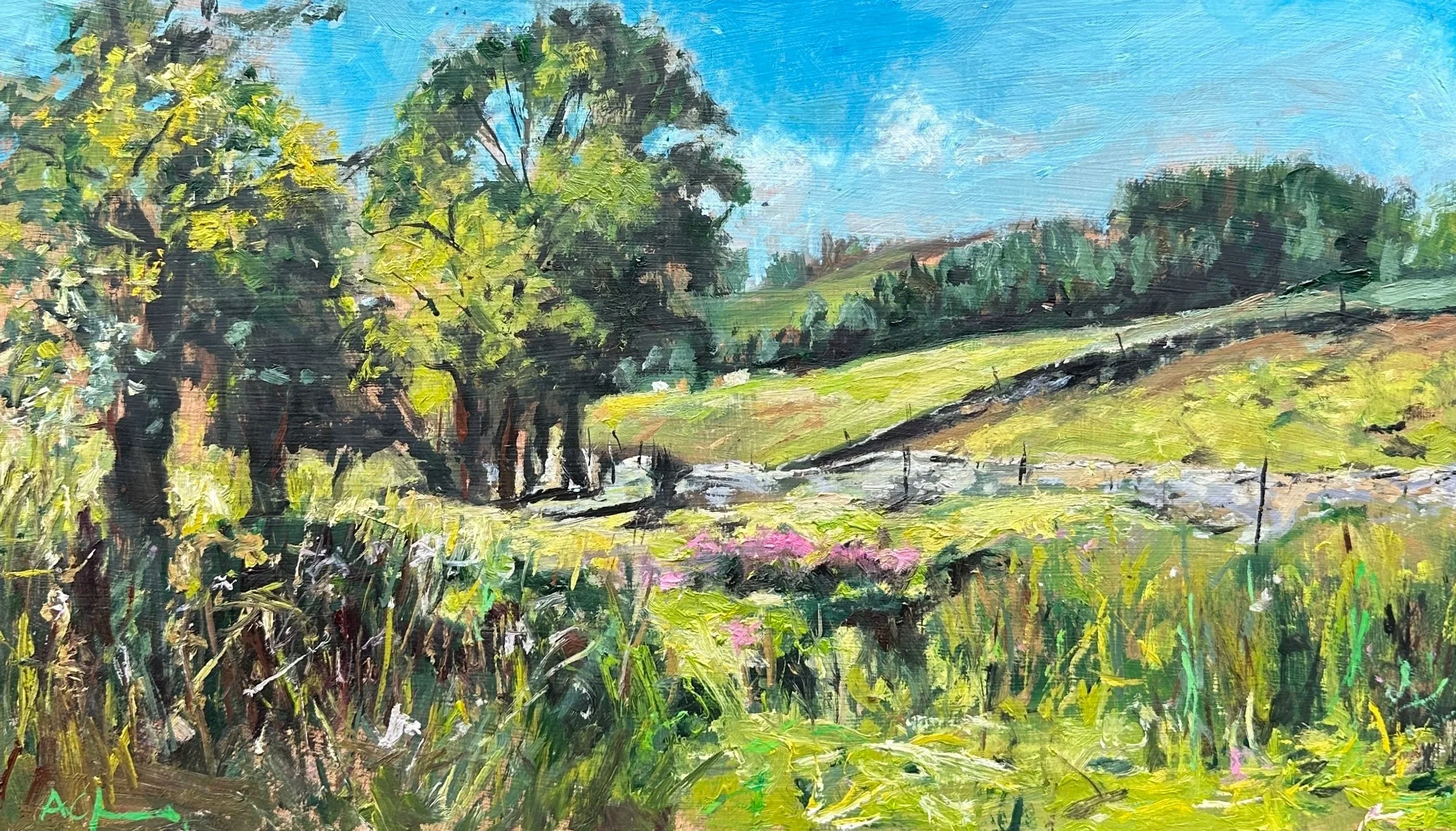 Summer in the Trough of Bowland - Oil on panel - 40 x 23 cm
