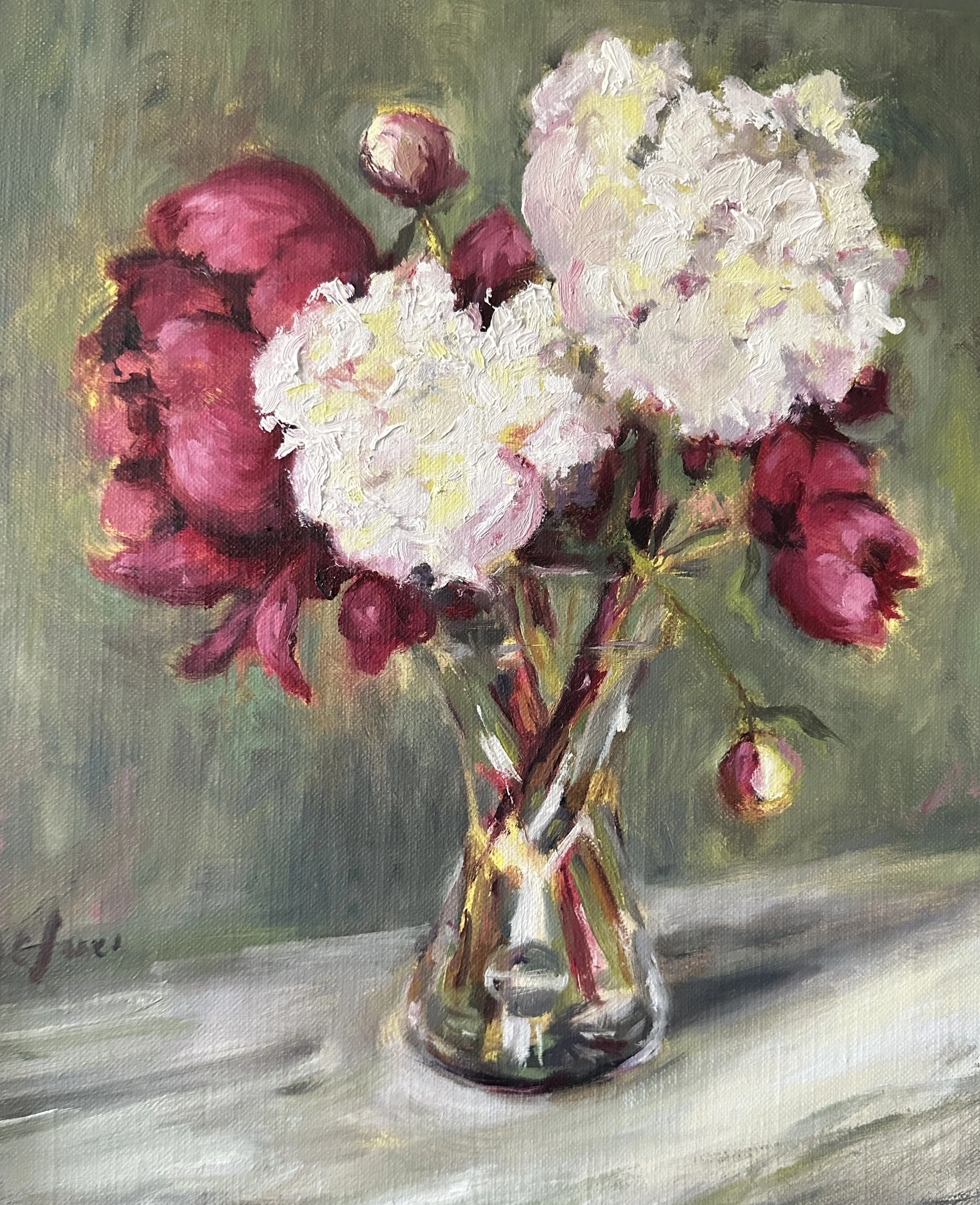 Peonies - Oil on panel - 24 x 30 cm