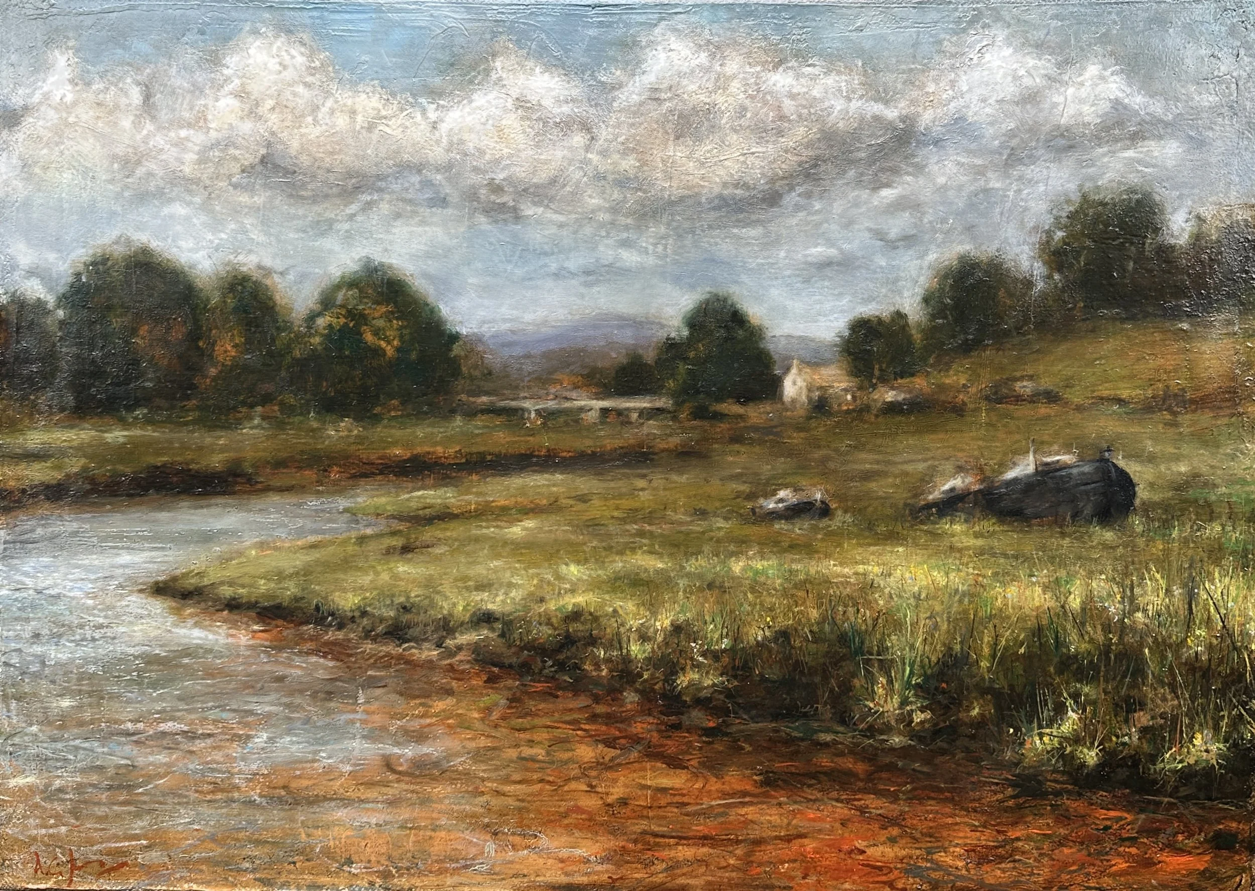 Boats at Conder Green - Oil on Linen - 72 x 51.5 cm