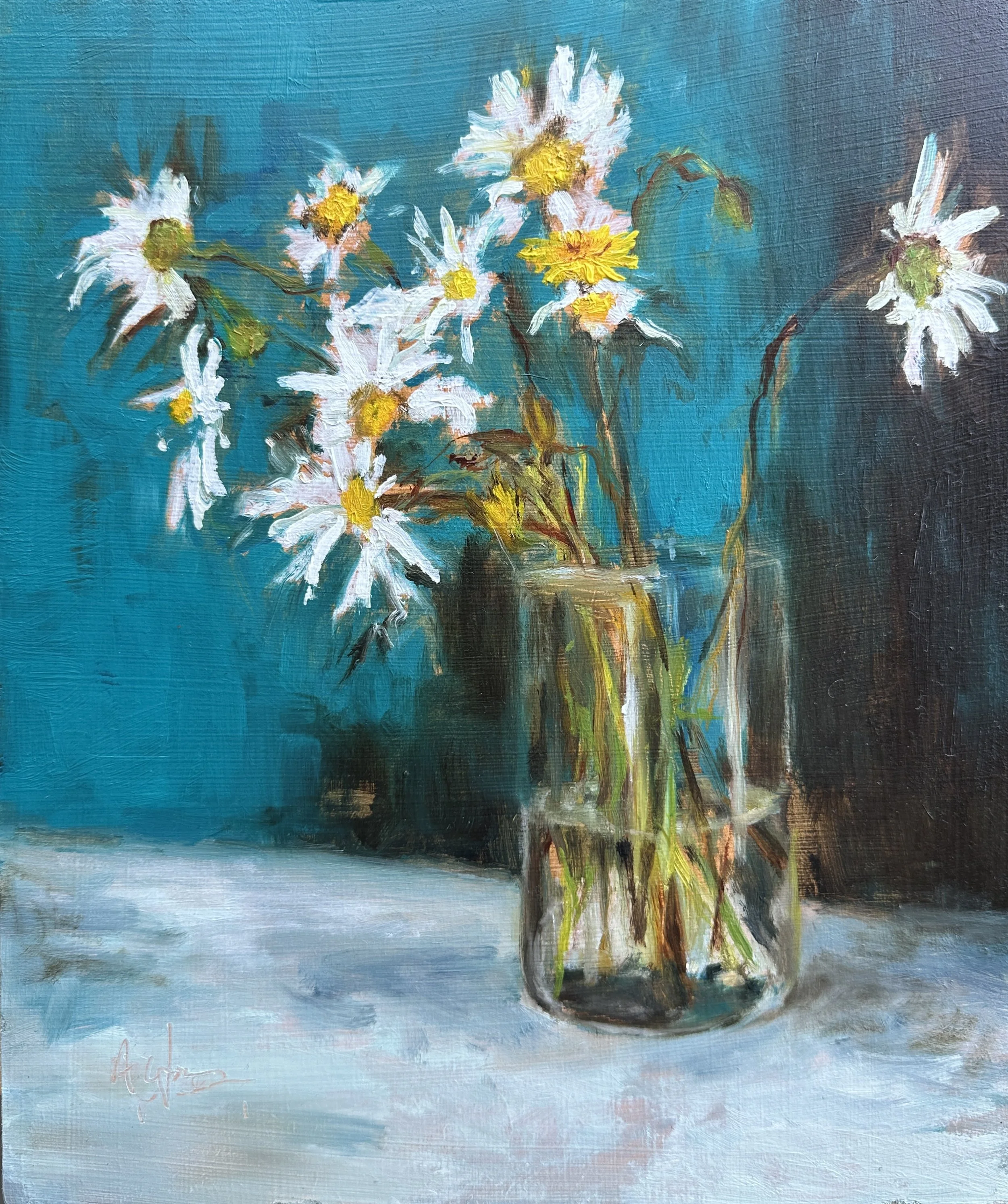 Ox Eye Daisies - Oil on panel - 24 x 30 cm
