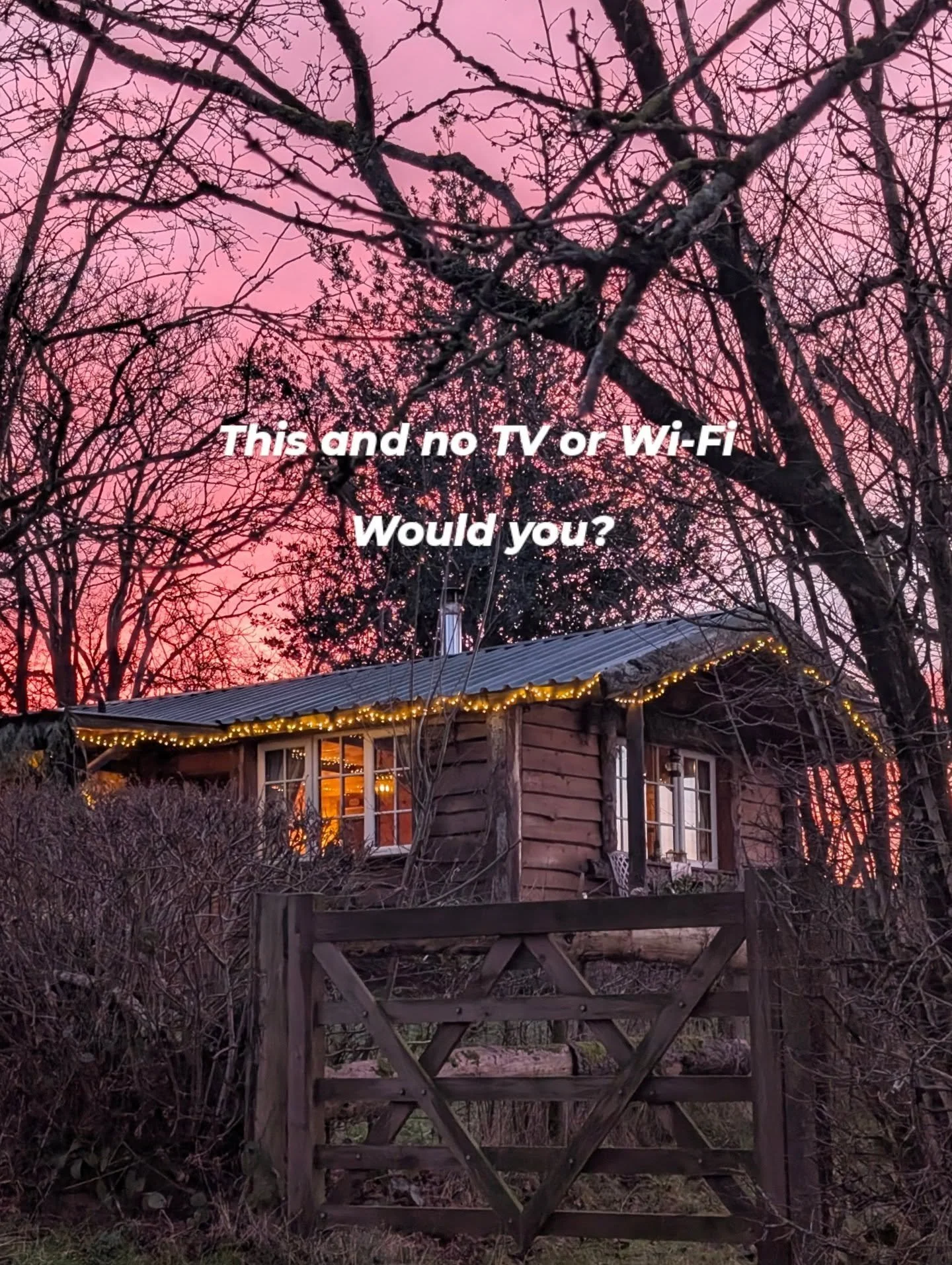 Everyone needs a proper break. 

Often our guests check in tired &amp; stressed, weighted down by buzzing phones, too many emails and not enough downtime. 

They hide out for a few days at the cabin, walk, talk and rest. Checking out replenished and 