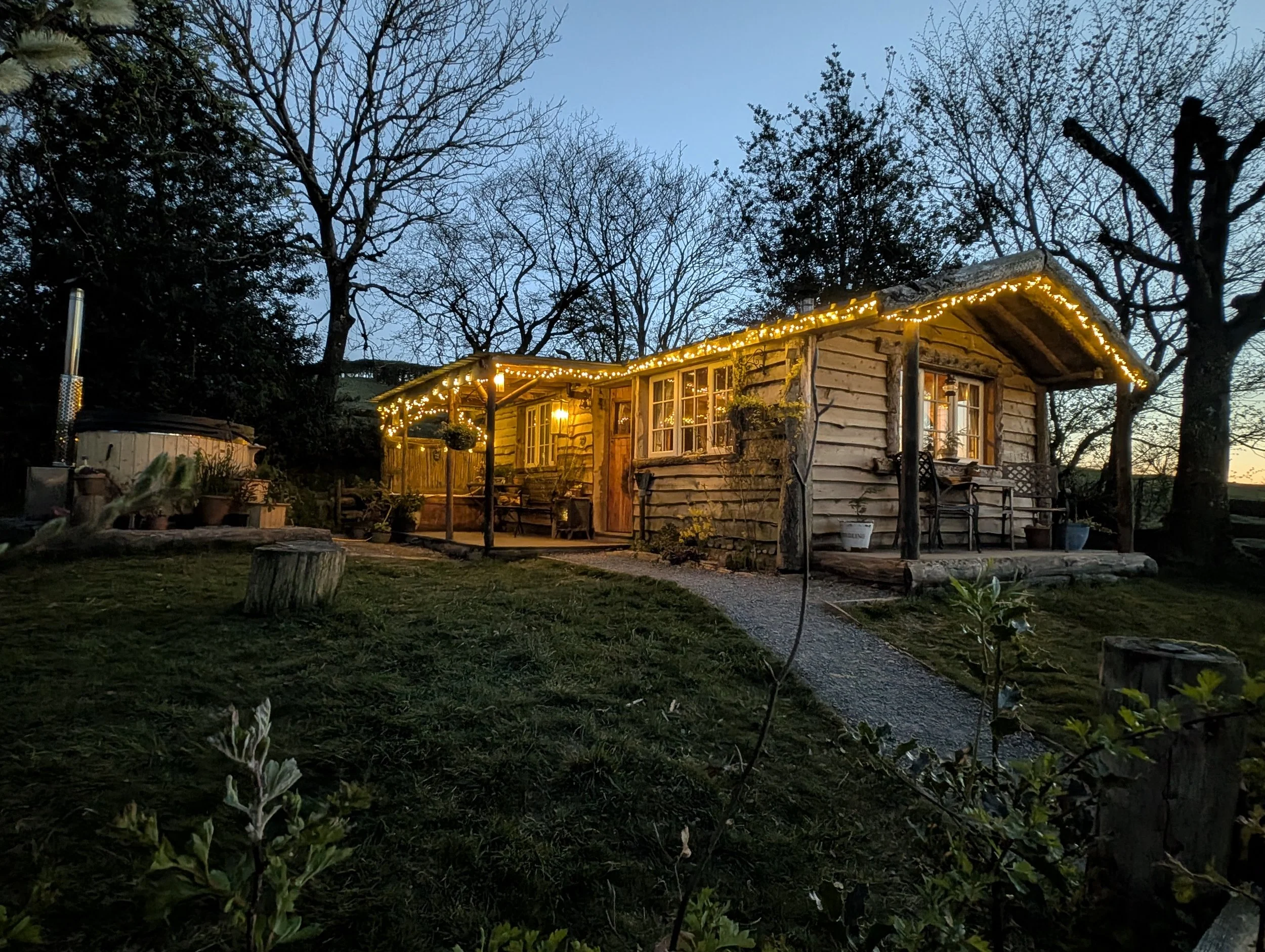 Cosy cabin desk space in Mid Wales, a peaceful place to relax and unwind after a day of forest bathing in the Elan Valley Cwm Elan woodland.