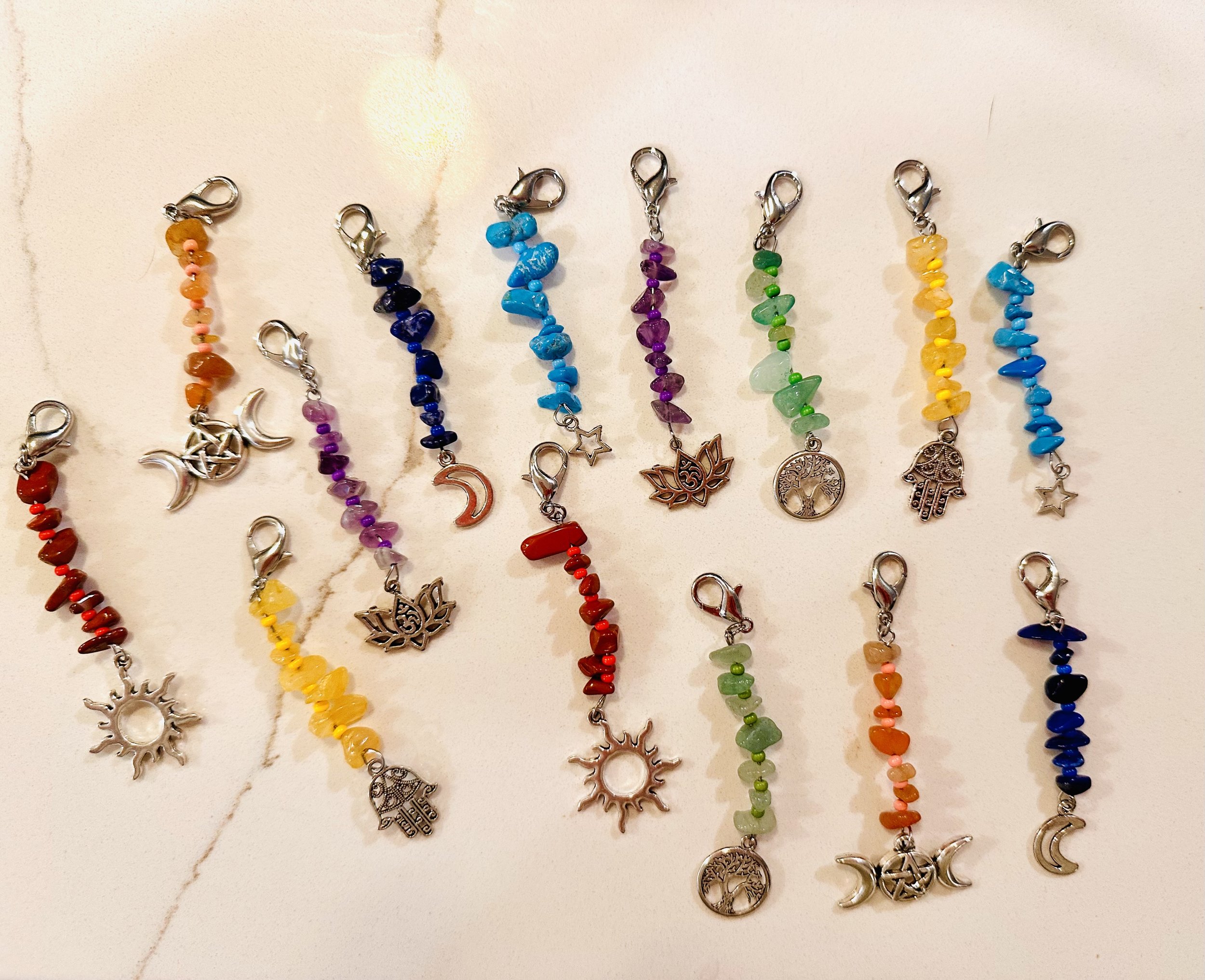 Assorted gemstone keychain/ zipper pull