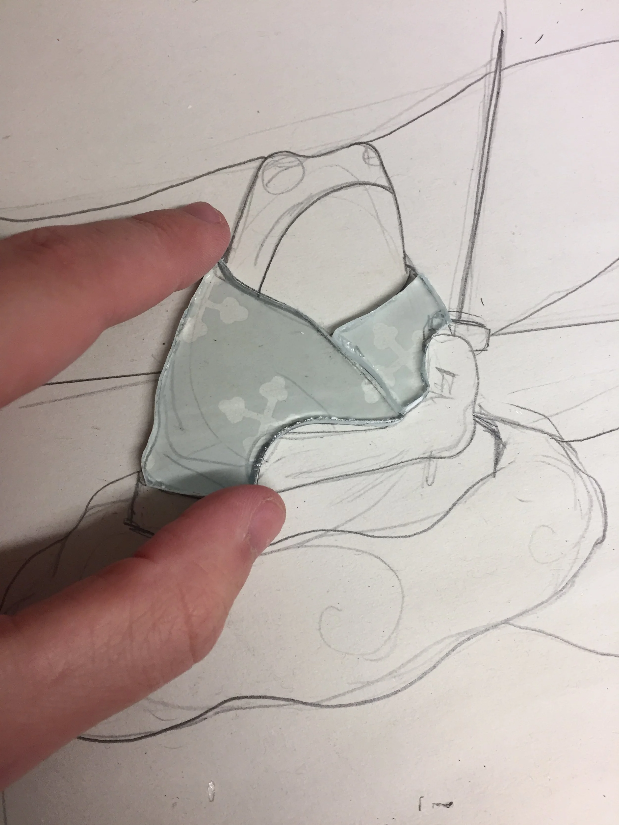 Zephos cut glass in an Ukiyo-e design style