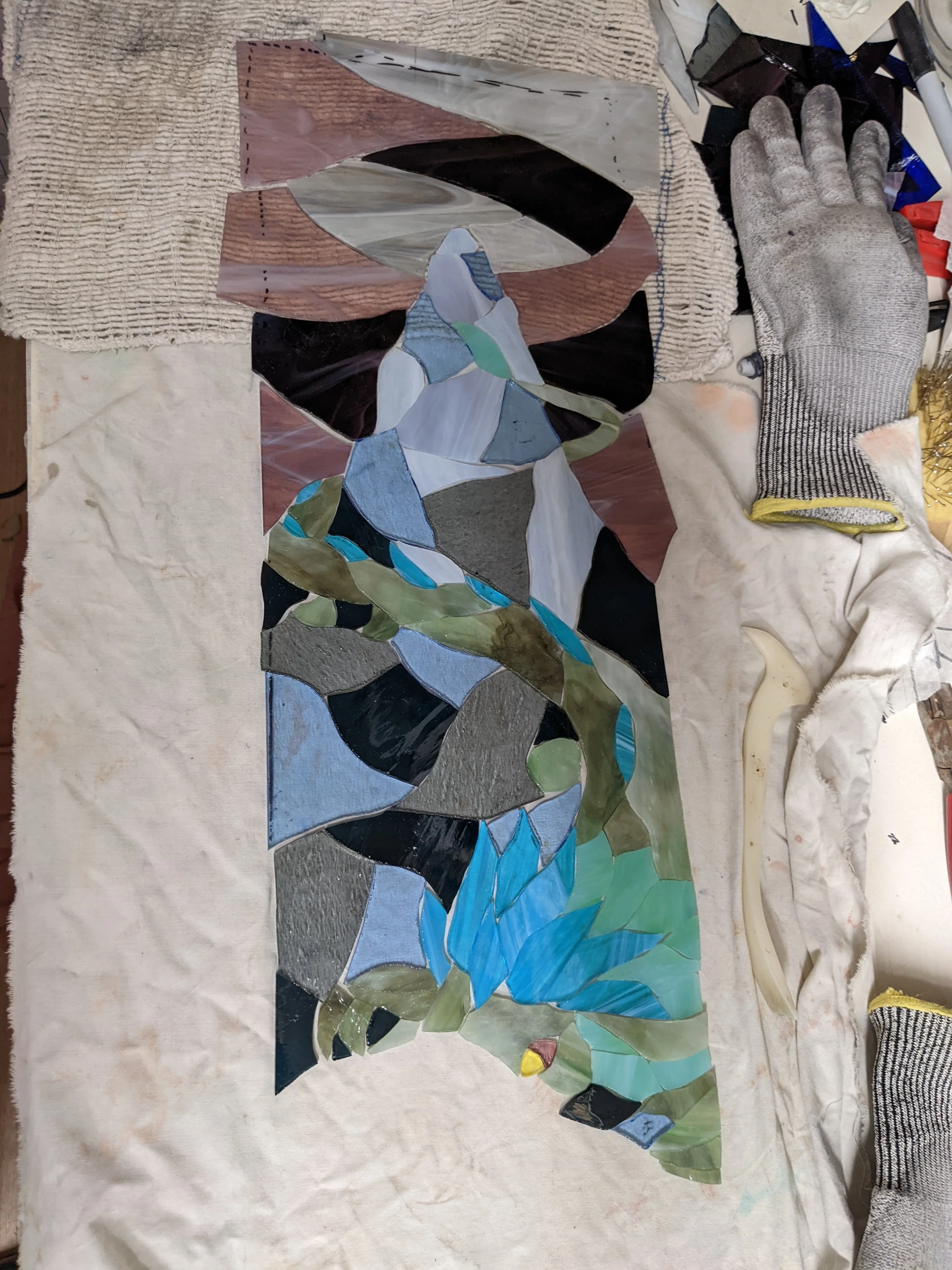 The legend of Zelda breath of the Wild inspired Stained glass being cut