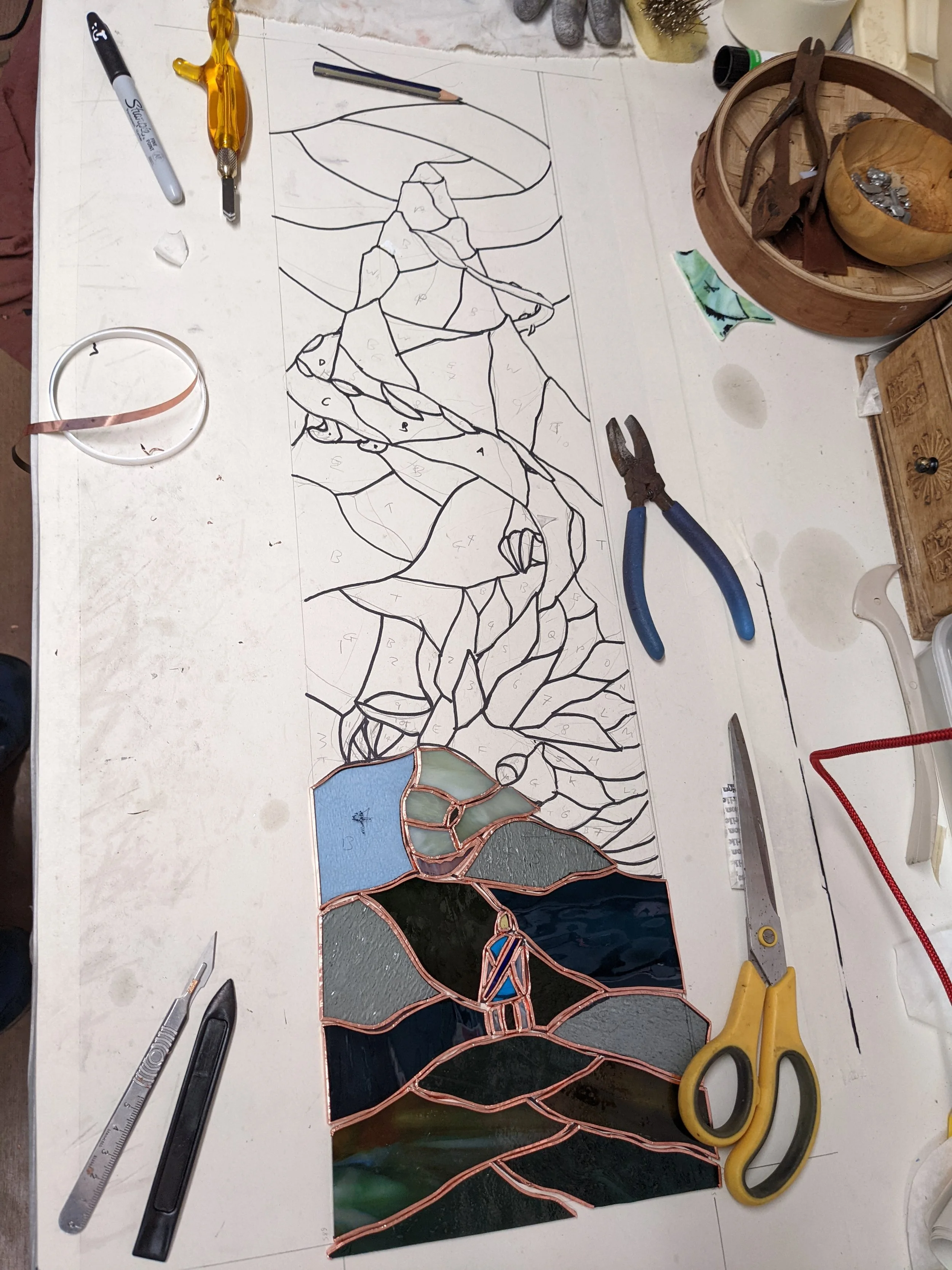 The legend of Zelda breath of the Wild inspired Stained glass being copper foiled