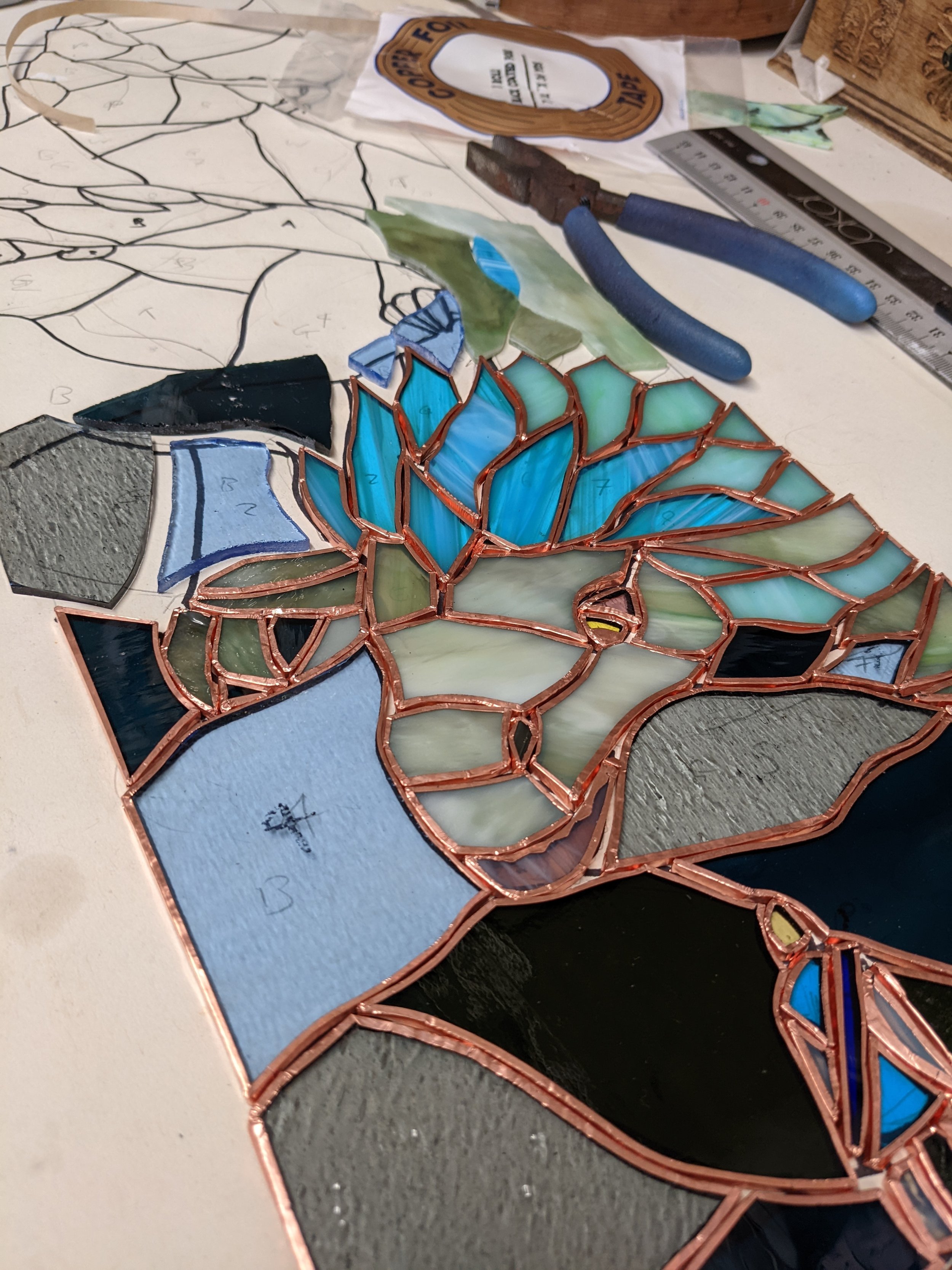 The legend of Zelda breath of the Wild inspired Stained glass being copperfoiled