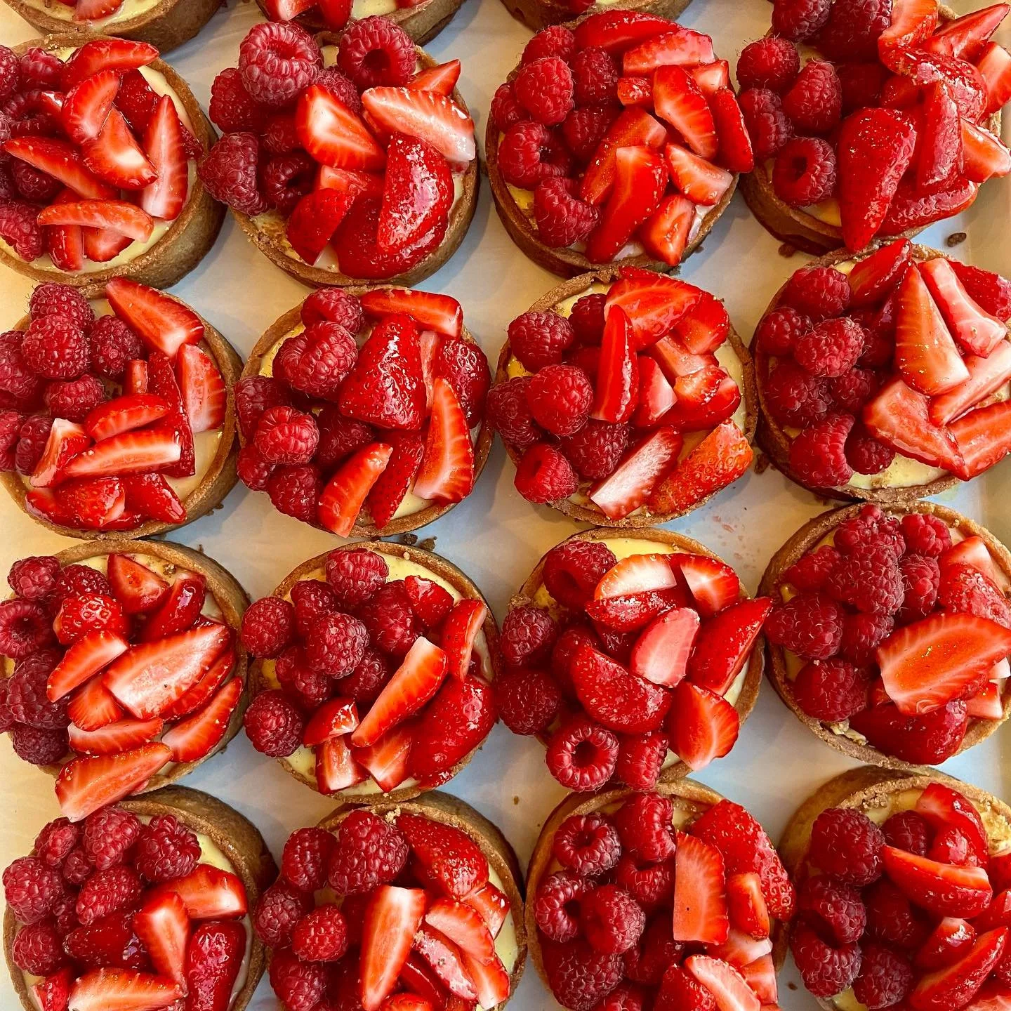 When life gives you autumnal berries 🍓

Passion fruit and Berry Tarts in the case this weekend.