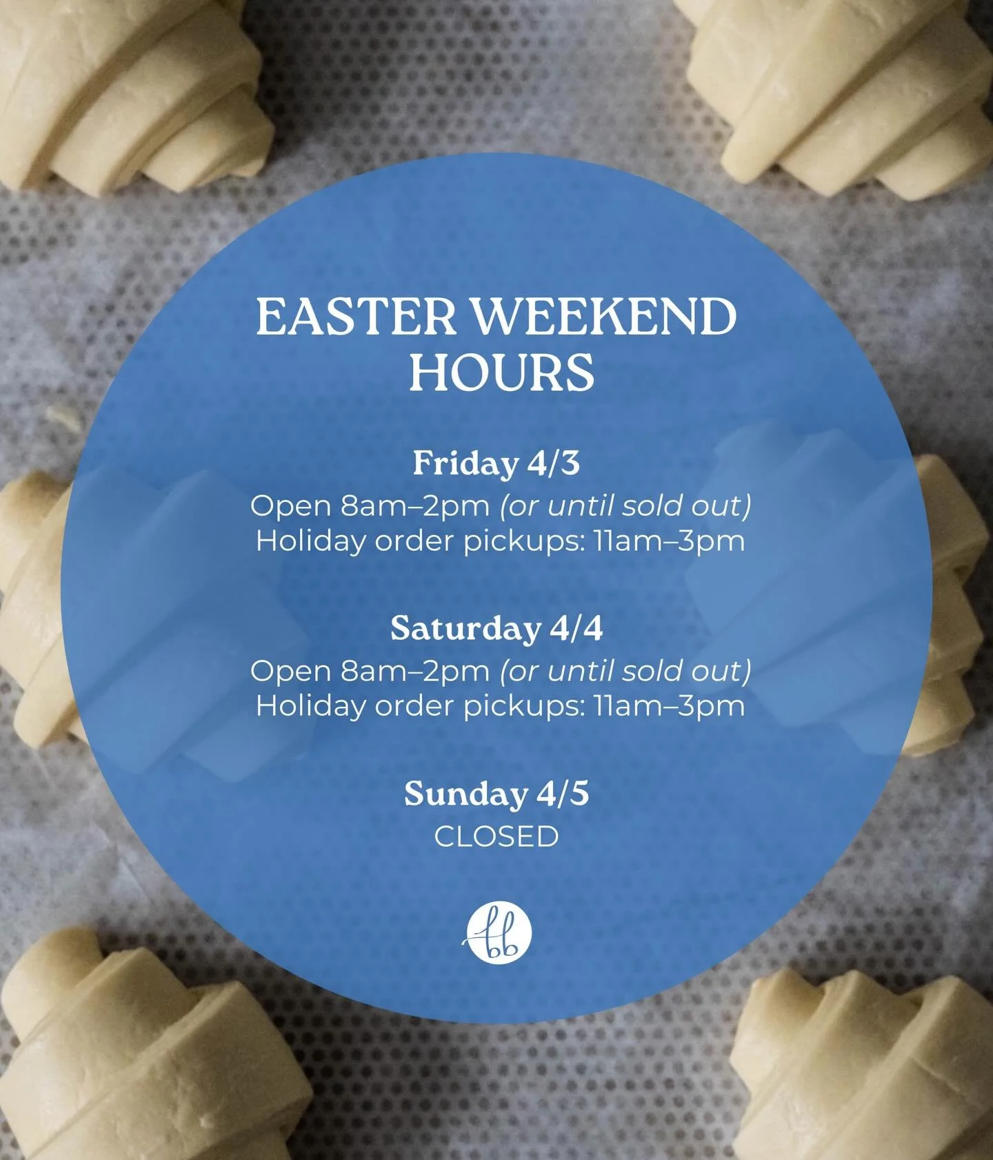 Pastries, pre-orders, and a full case. See you Friday and Saturday this weekend! (Closed Sunday for Easter)🐣