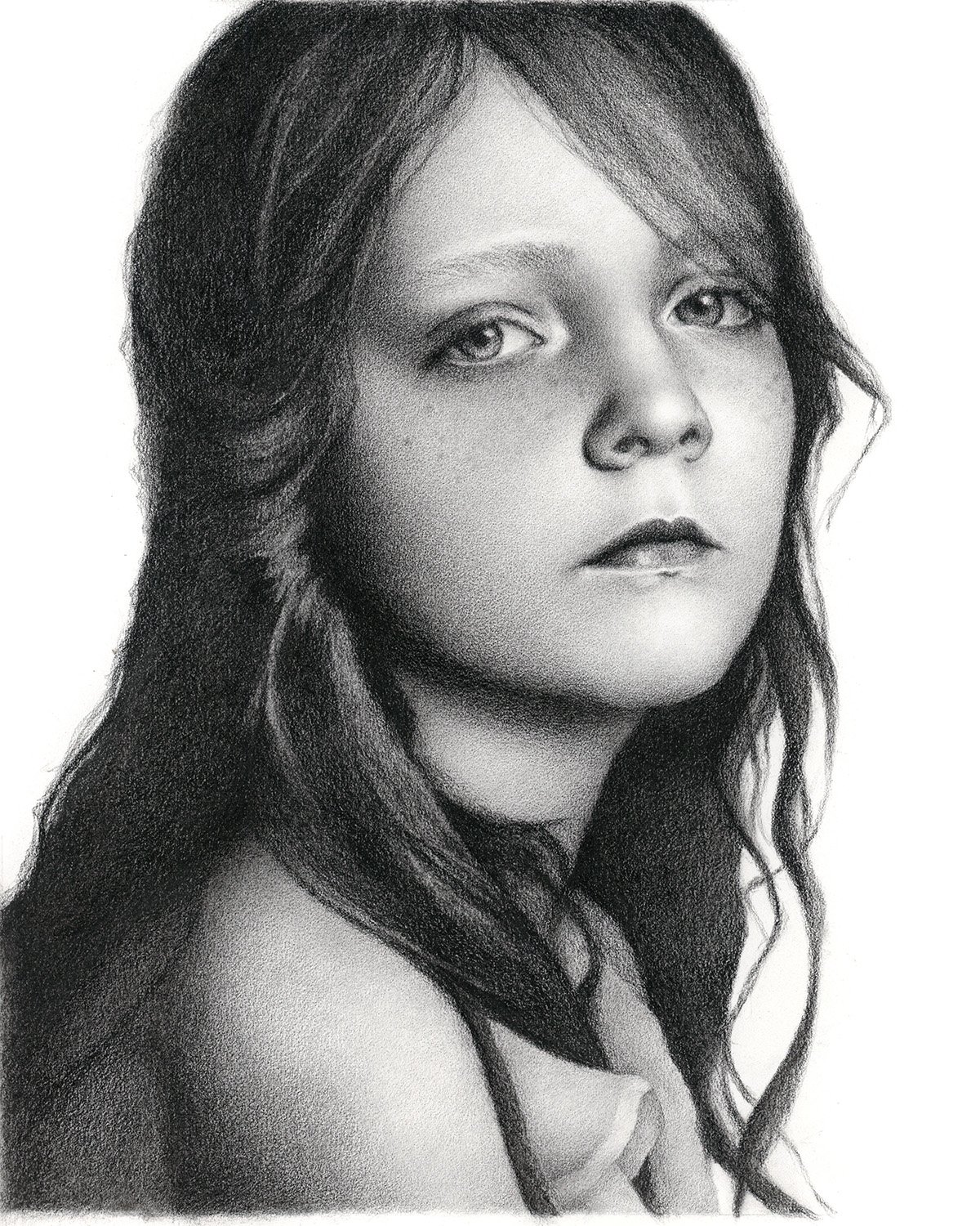 "SMILE!" (charcoal and carbon on paper)