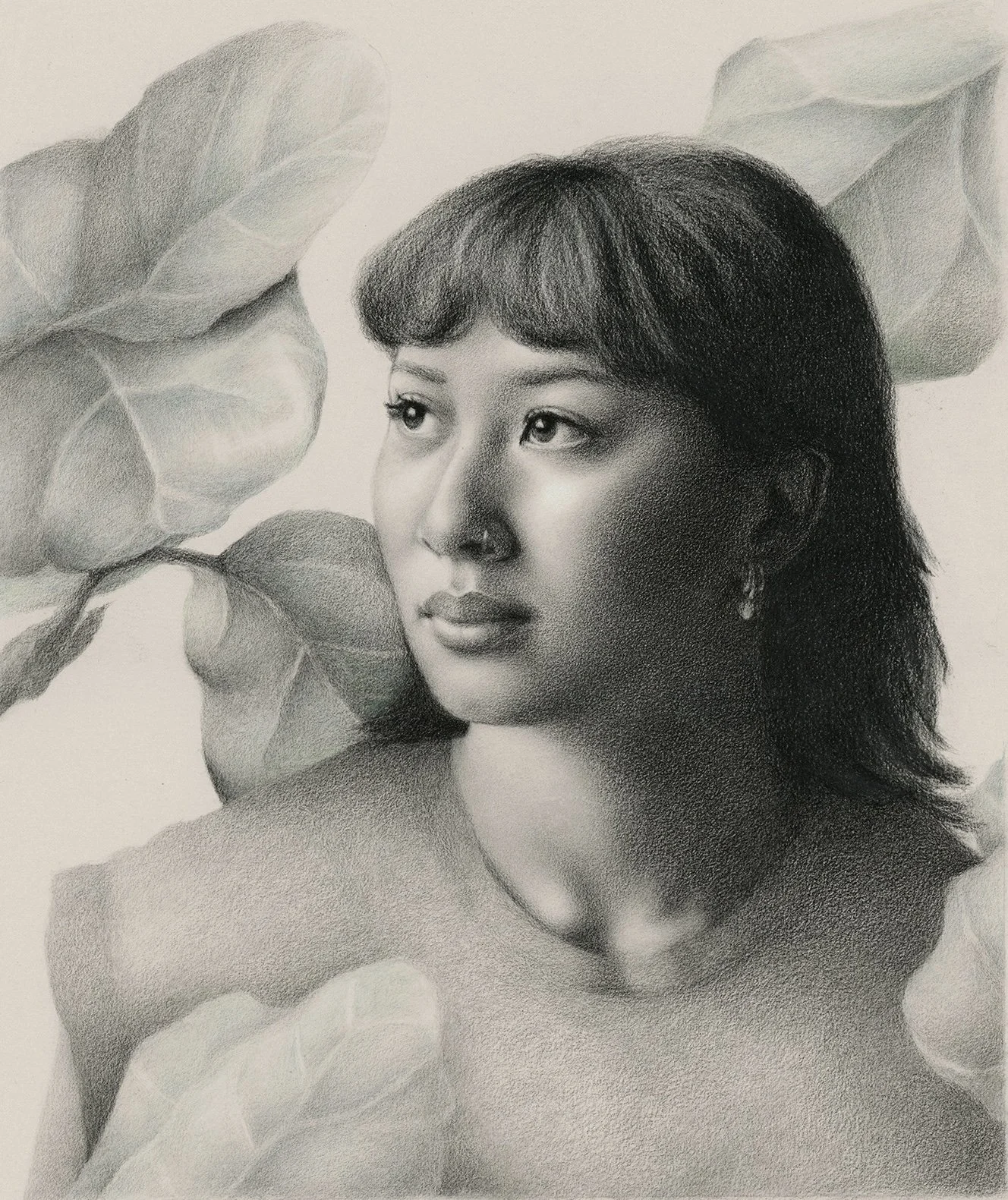 Jasmine (charcoal and watercolour pencil on paper)