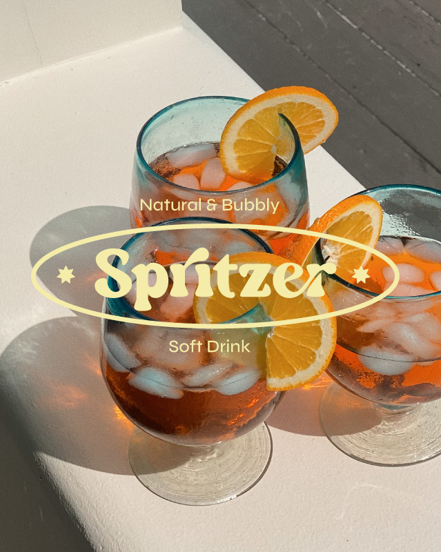 Spritzer logo and drink glasses