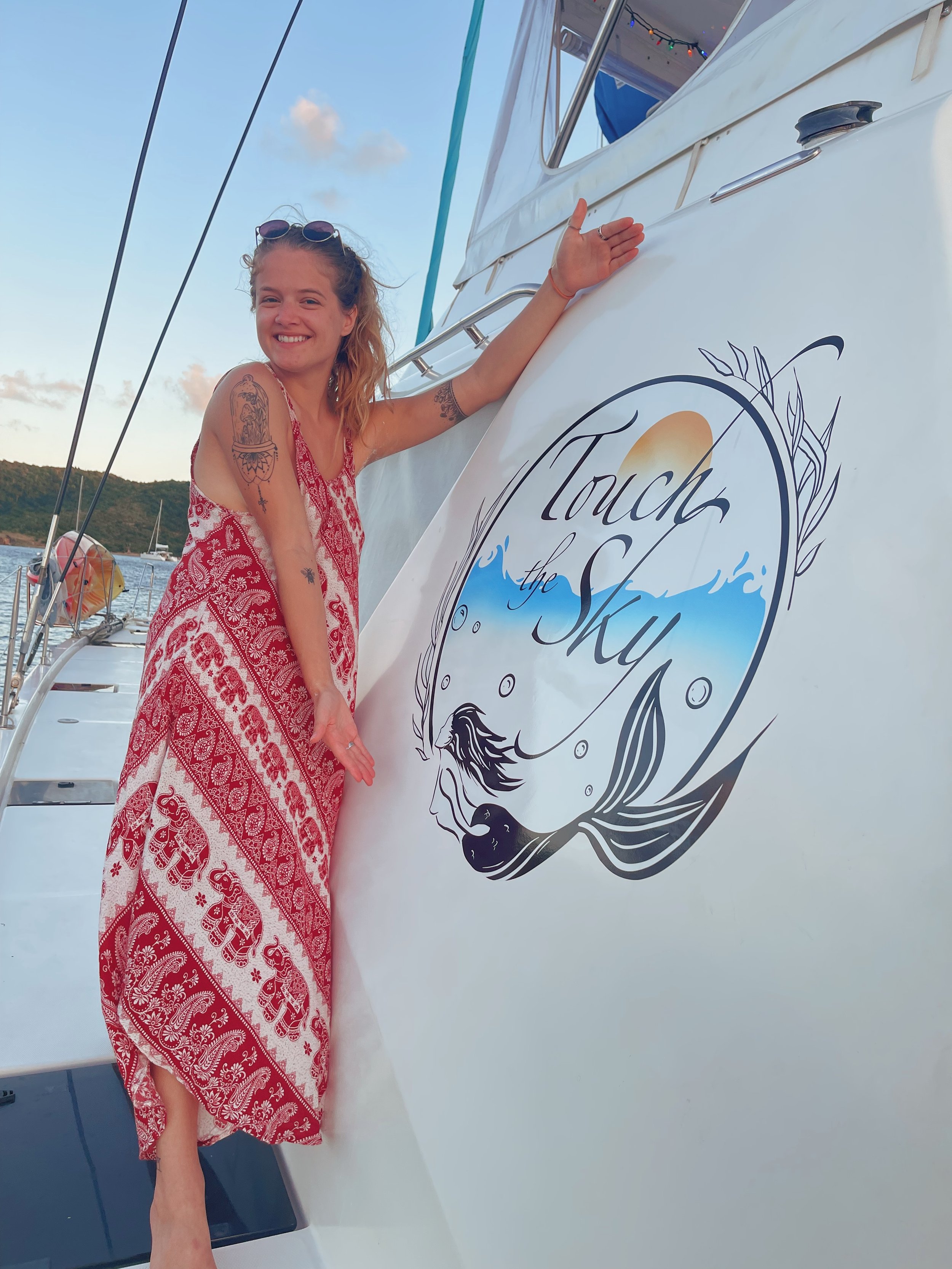 Touch the Sky Yacht Logo - Installed on the boat