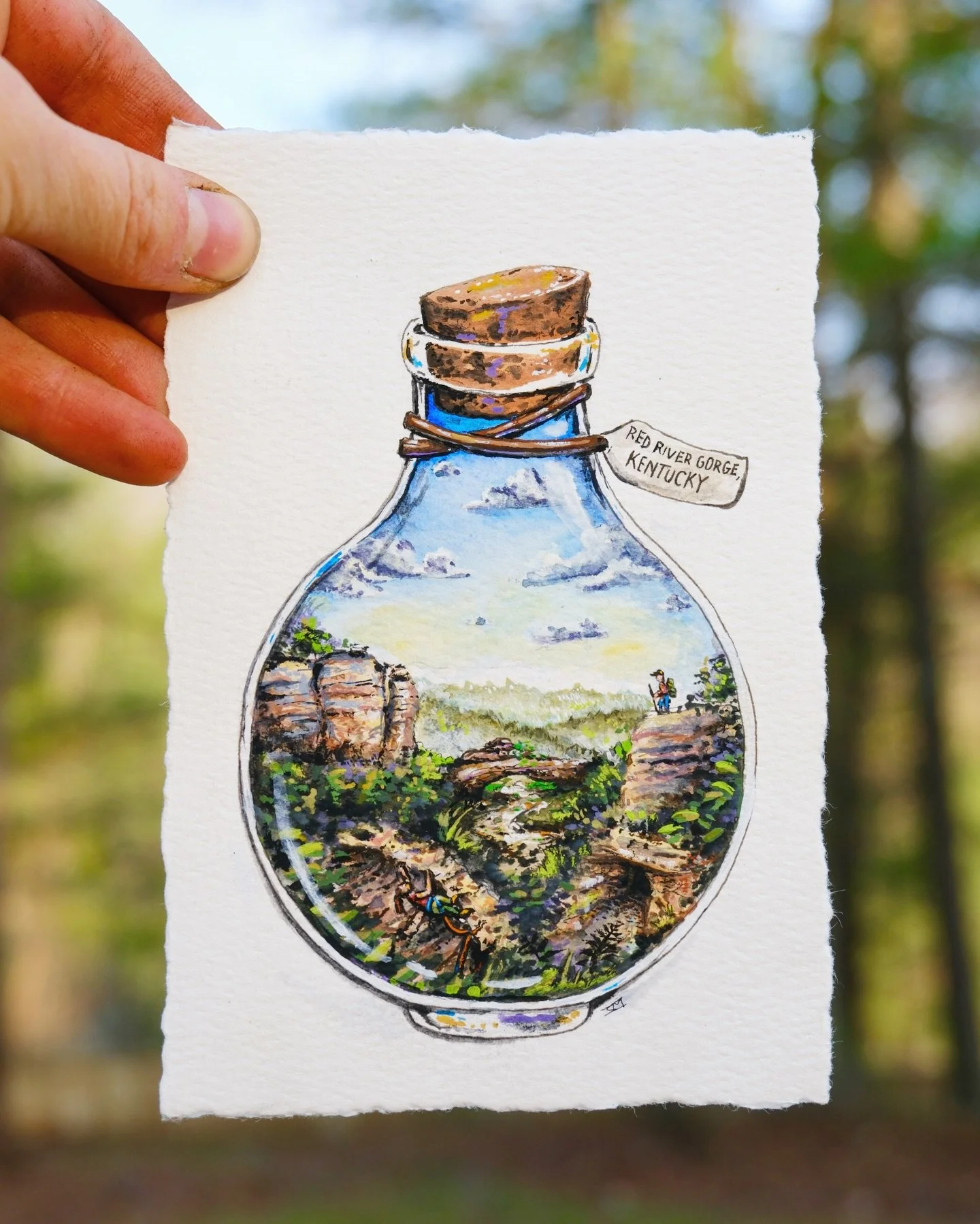 I know I&rsquo;m going to cry once she finds a forever home. I don&rsquo;t think I&rsquo;ll ever get over this piece 🎨🌿 All my favorite parts of Red River Gorge, captured in a little bottle for safe keeping. There&rsquo;s only one in existence, fin