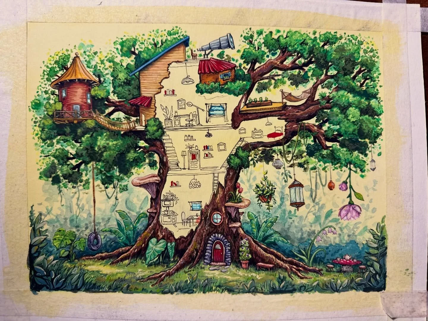 Costa Rica has inspired me deeply as an artist - I&rsquo;m diving deeper into gouache, rich vibrant color, plants and trees. This treehouse has become a fruitful inspiration from this trip and is part of practice for a large commission I&rsquo;m prep