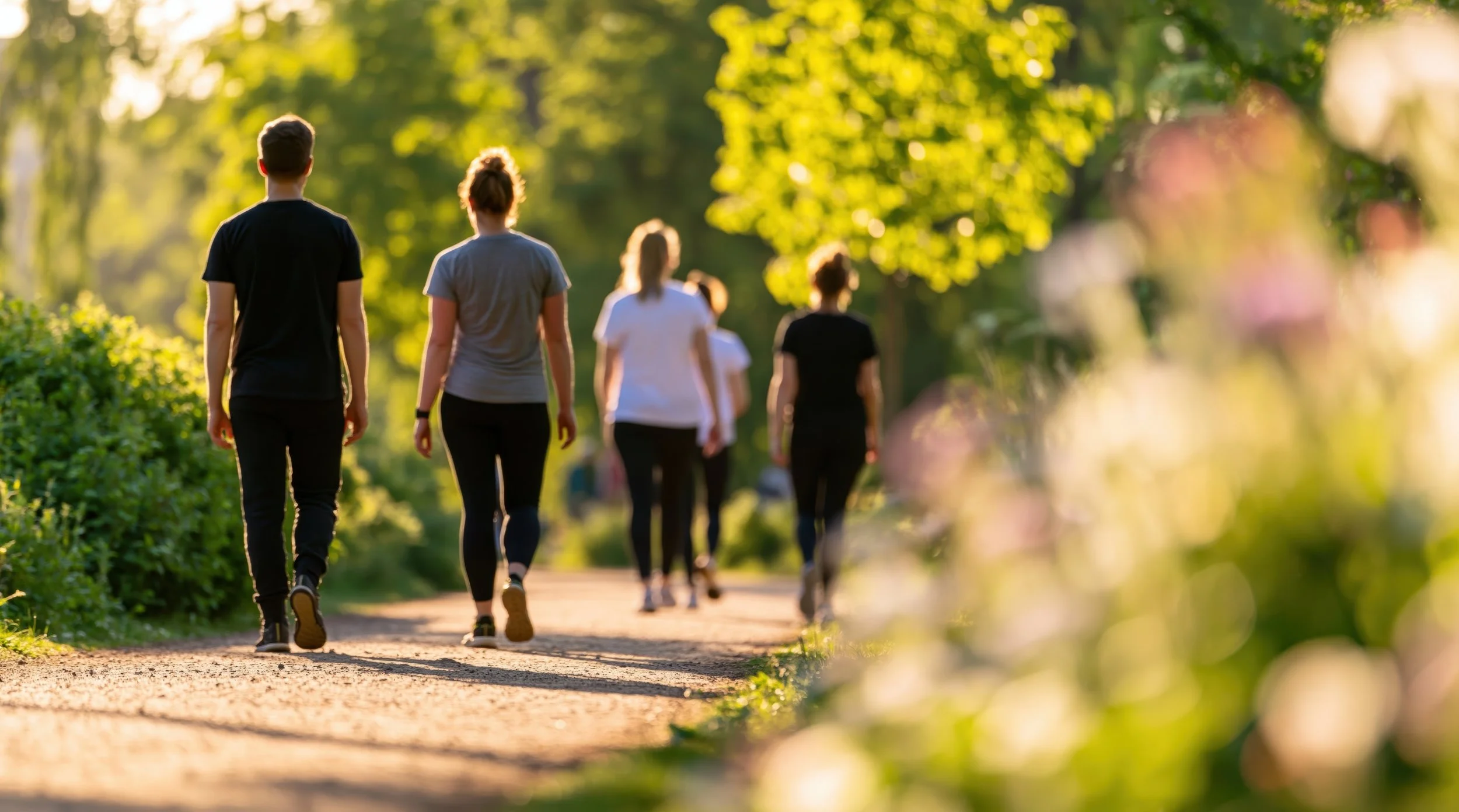 People walking down a path