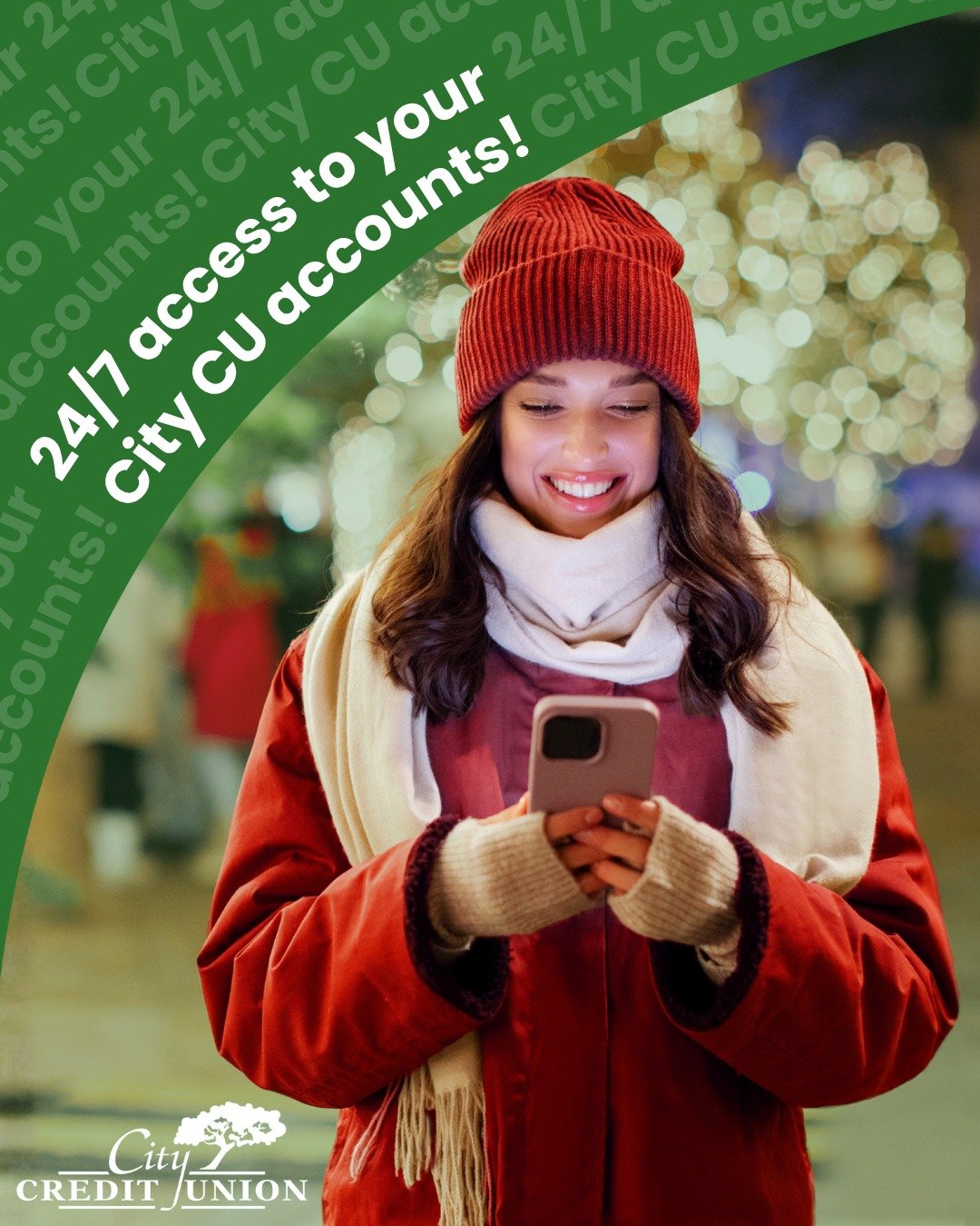 No matter where the holidays take you, your finances are always within reach! 🎄📍

From out-of-state trips to celebrate with the ones we love to last-minute grocery runs, our digital tools give you 24/7 access to your City CU accounts right from you