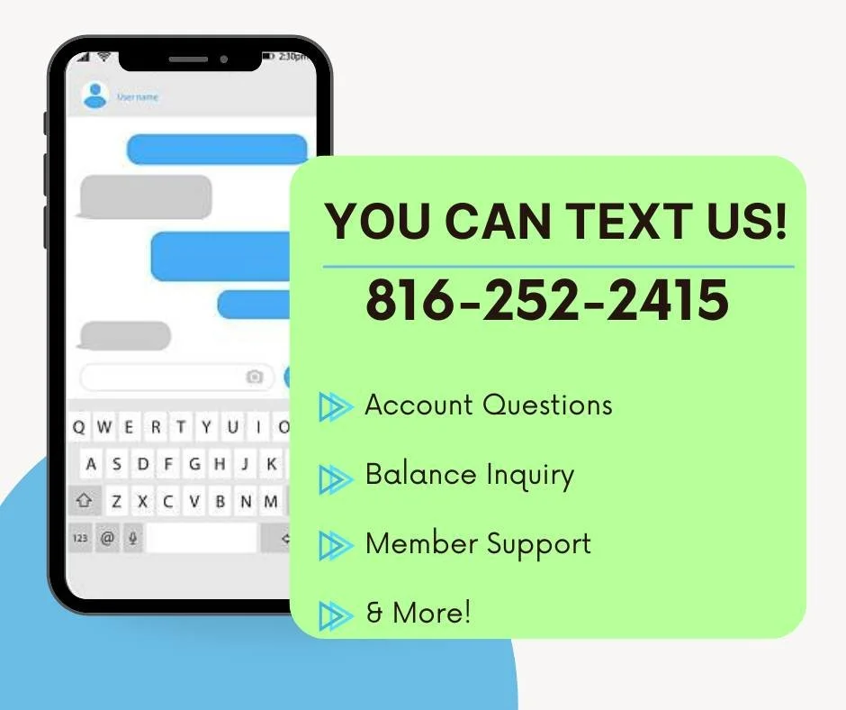 🎉 Big news, City CU family!
You can now TEXT us for Member Service needs&mdash;yep, banking help right from your phone.
Send your questions to 816-252-2415 and we&rsquo;ll respond during business hours! 📲💬
Easy. Quick. Convenient.