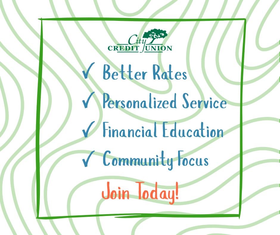 Thinking about joining City Credit Union? Stop by and see why our members love banking local! #JoinCityCU 
www.city-cu.com/savings