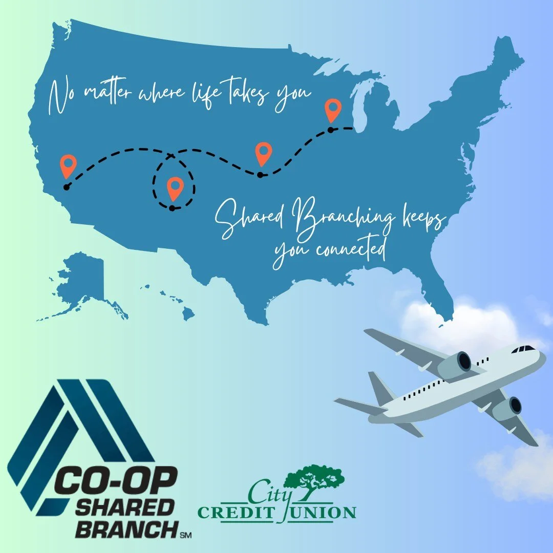 🌎 Summer travel plans? No problem. With shared branching, City Credit Union members can access accounts at thousands of participating credit unions nationwide. Banking convenience wherever summer takes you! 💙✈️ #SharedBranching #TravelSmart #Credit