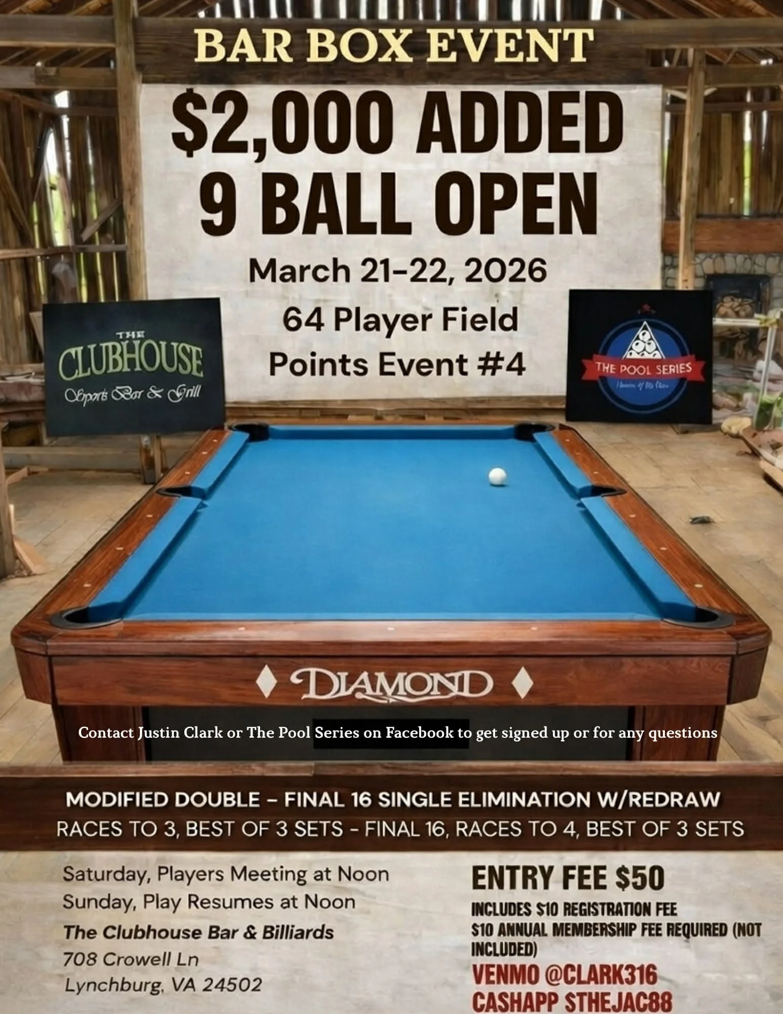 $2,000 Added 9-Ball Open – Bar Box Event