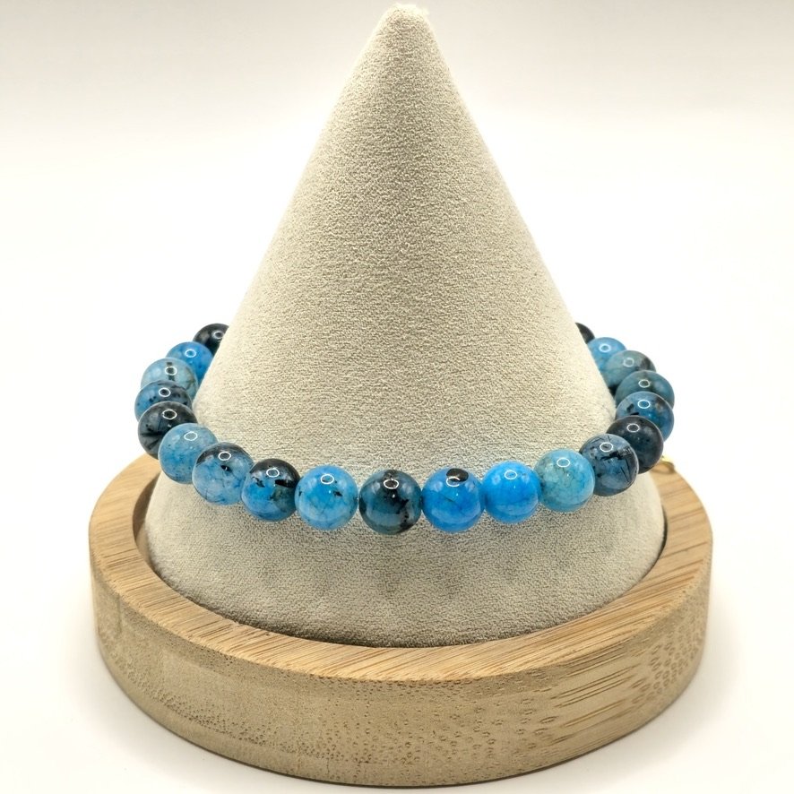 Blue Rutilated Quartz Dark Bracelet (8mm)