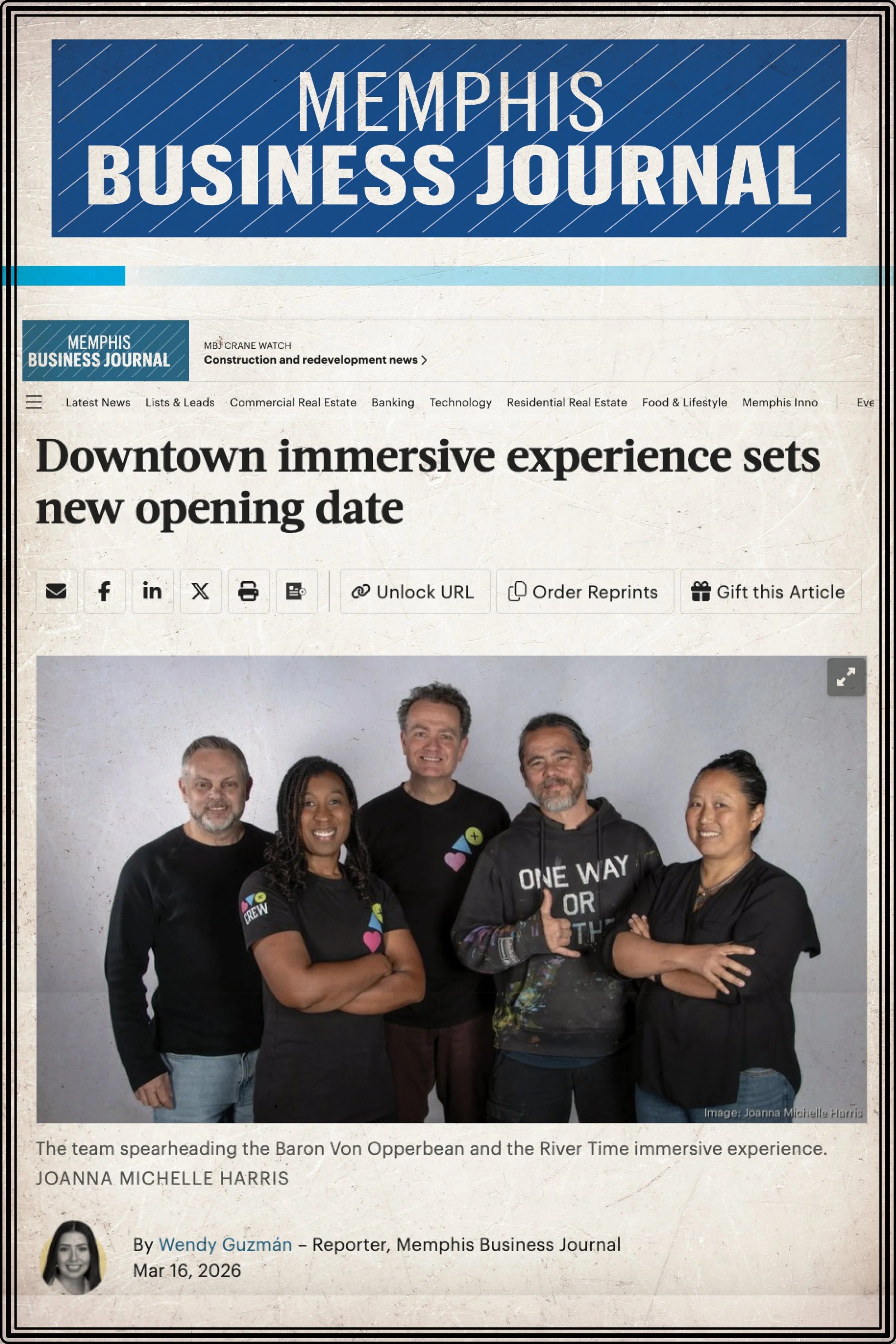 Memphis Business Journal: Downtown Immersive Experience Sets New Opening Date