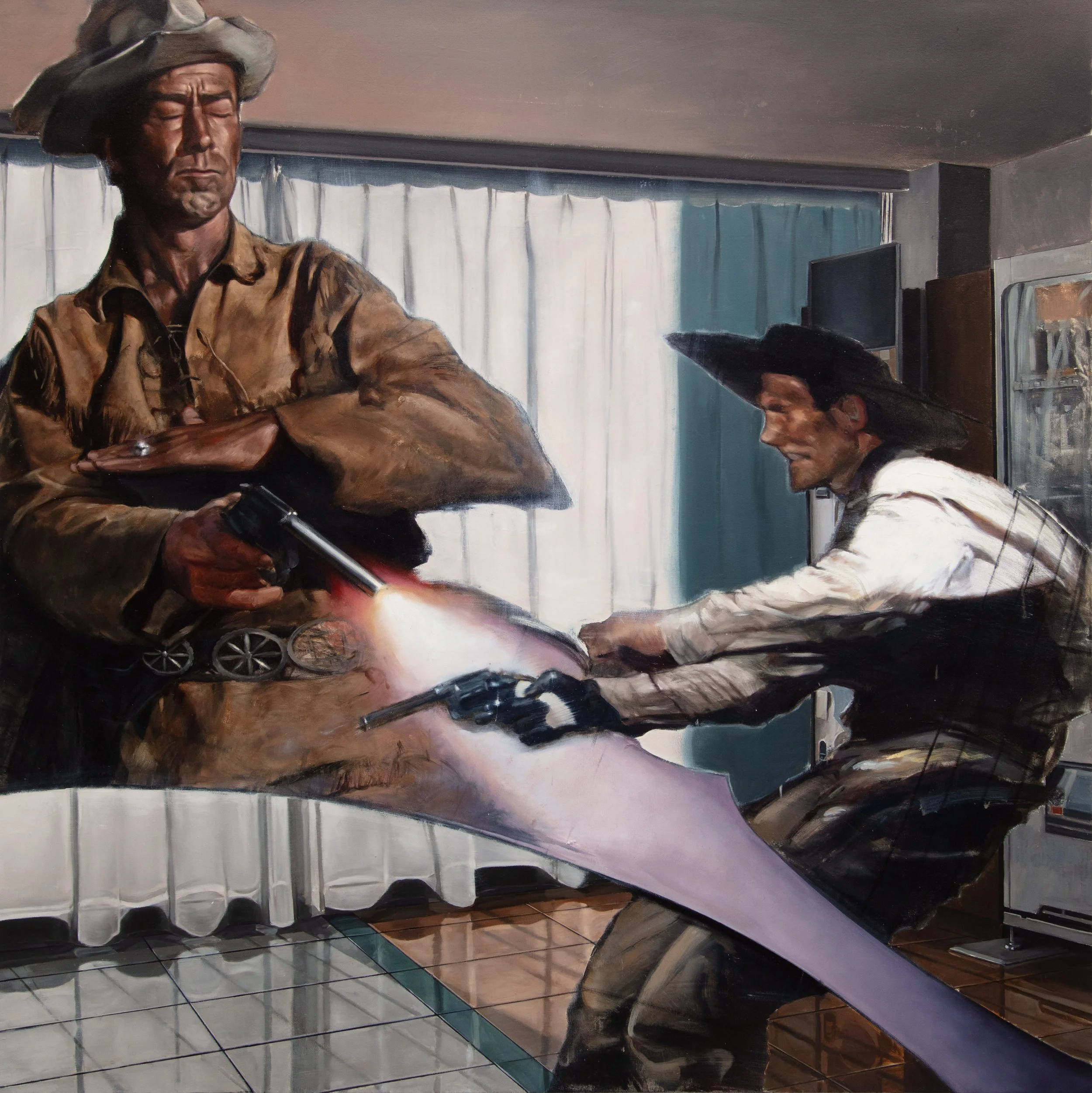 'Good Guy, Bad Guy', 2025, oil on canvas, 120x120cm