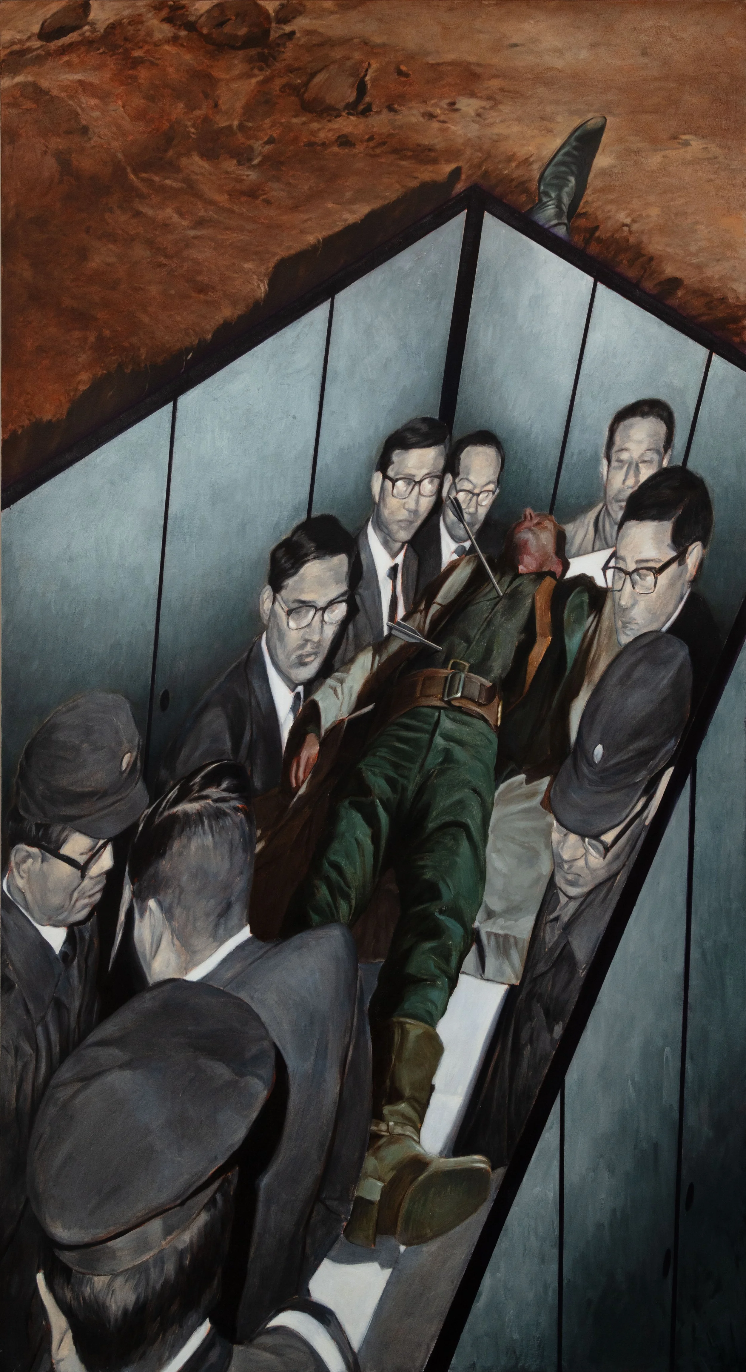 'Liminal Procession', oil on canvas, 220x120cm