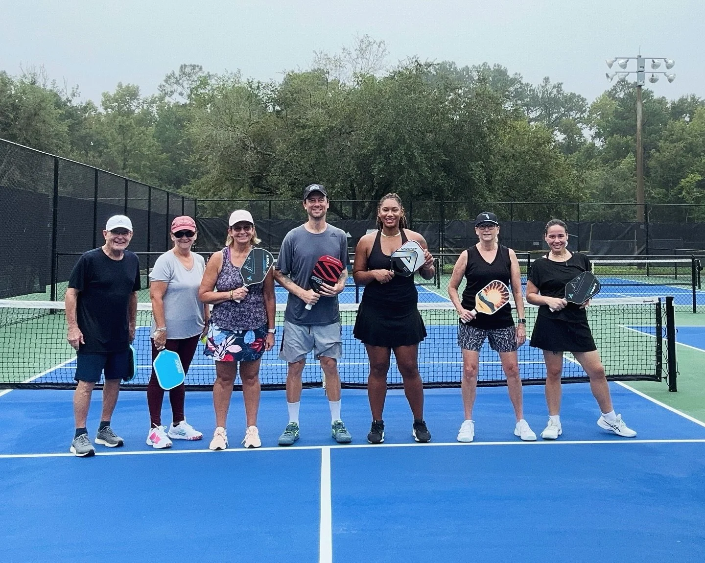 Great morning clinic &amp; round robin today! Thank science the rain stayed away. It was great getting out on the court again with my Argyle people 🙌🏼
The last pic is what happens when you don&rsquo;t get in the picture before the timer goes off 😝