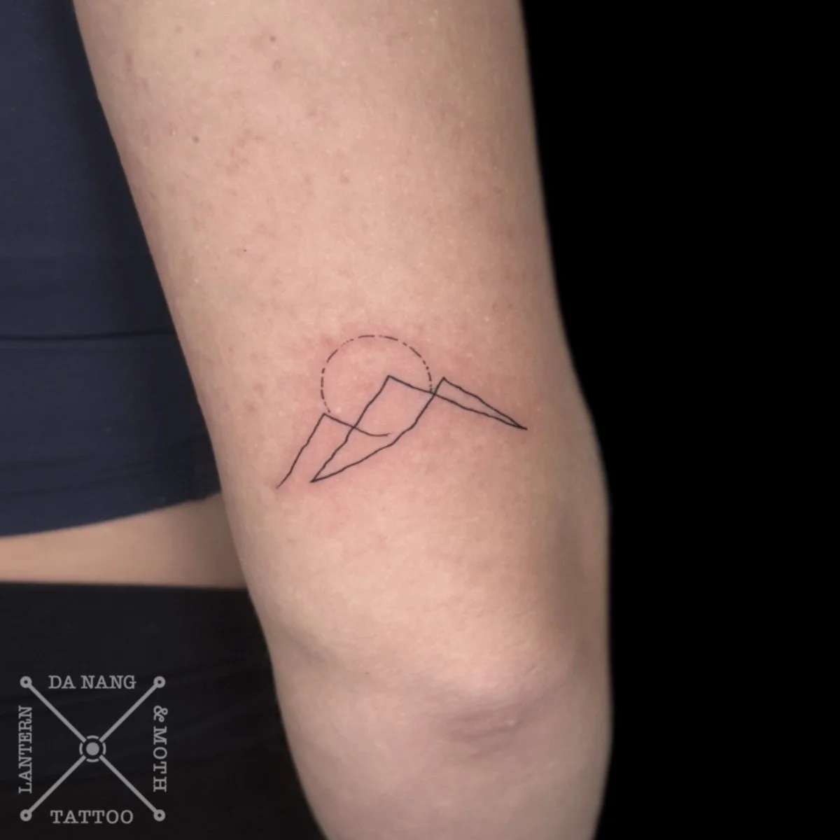 Mountains design fine line tattoo, Da Nang, Vietnam.