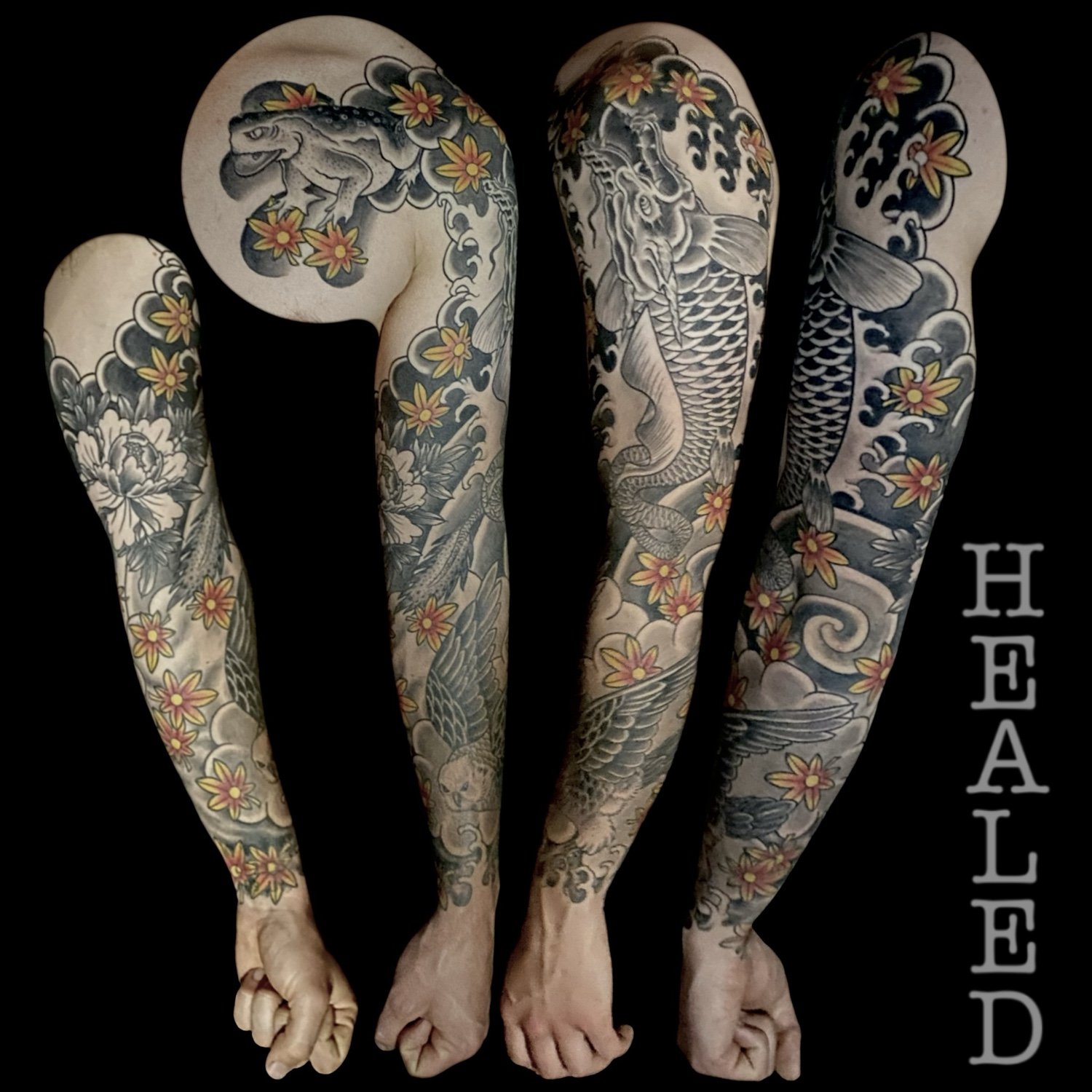Japanese sleeve by Da nang Tattoo studio Lantern And Moth Tattoo, Da Nang, Vietnam.