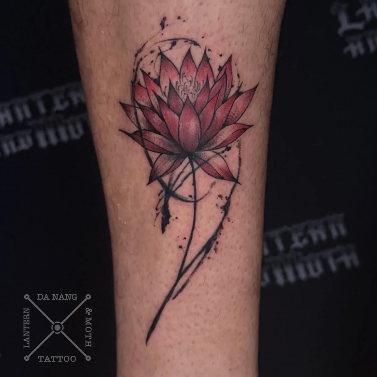 Lotus design at Lantern And Moth Tattoo Shop, Da Nang, Vietnam.