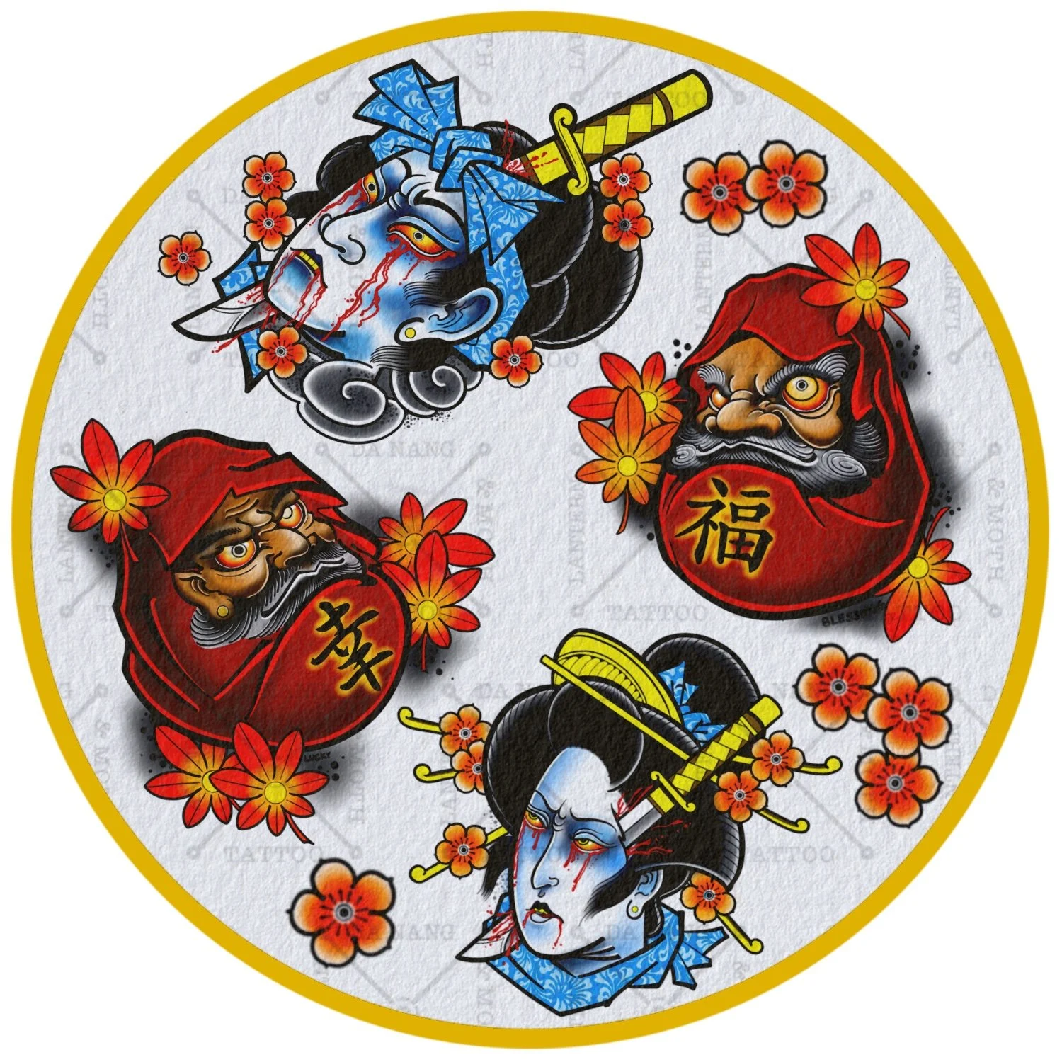 Ire usi style tattoo flash Da Nang, Vietnam.