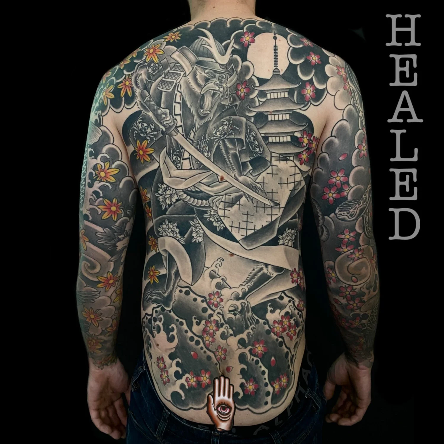 Full back tattoo at Lantern And Moth Tattoo Studio Da Nang, Vietnam.