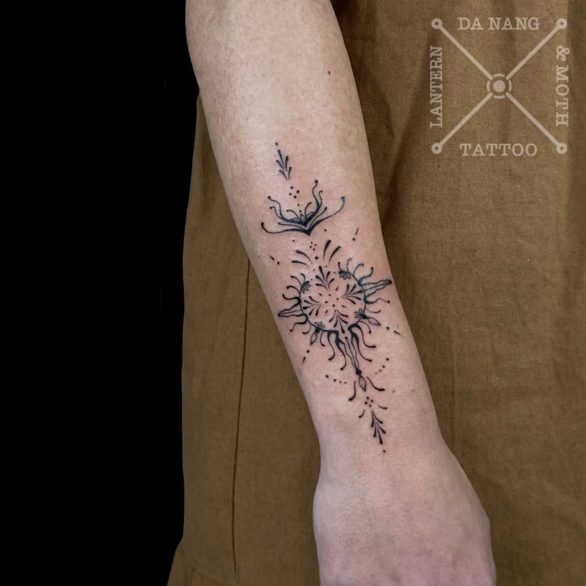 Feminine  Ornamental Tattoo made at Lantern And Moth tattoo, Da Nang, Vietnam.