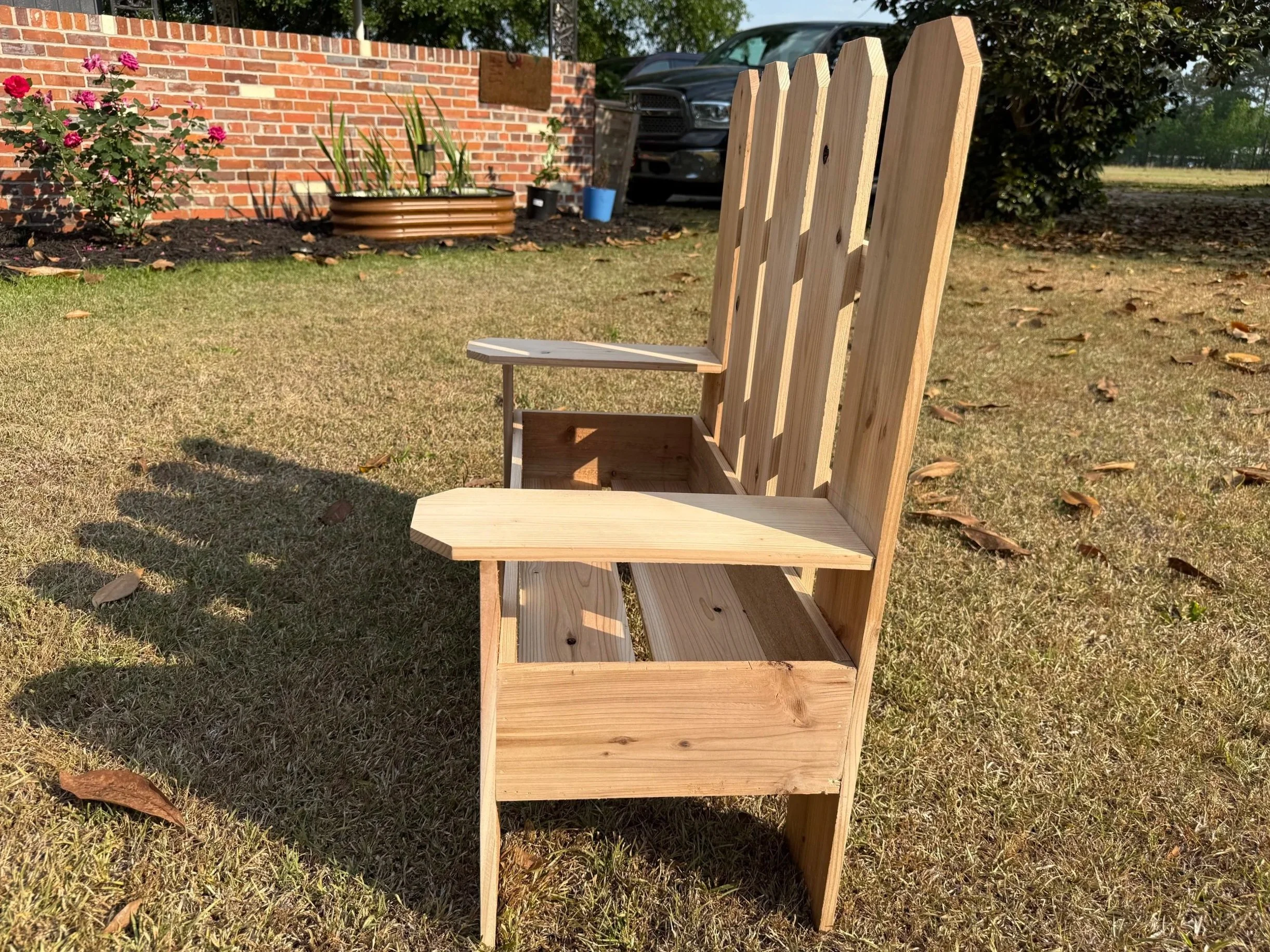 Cedar Bench Planter Side View