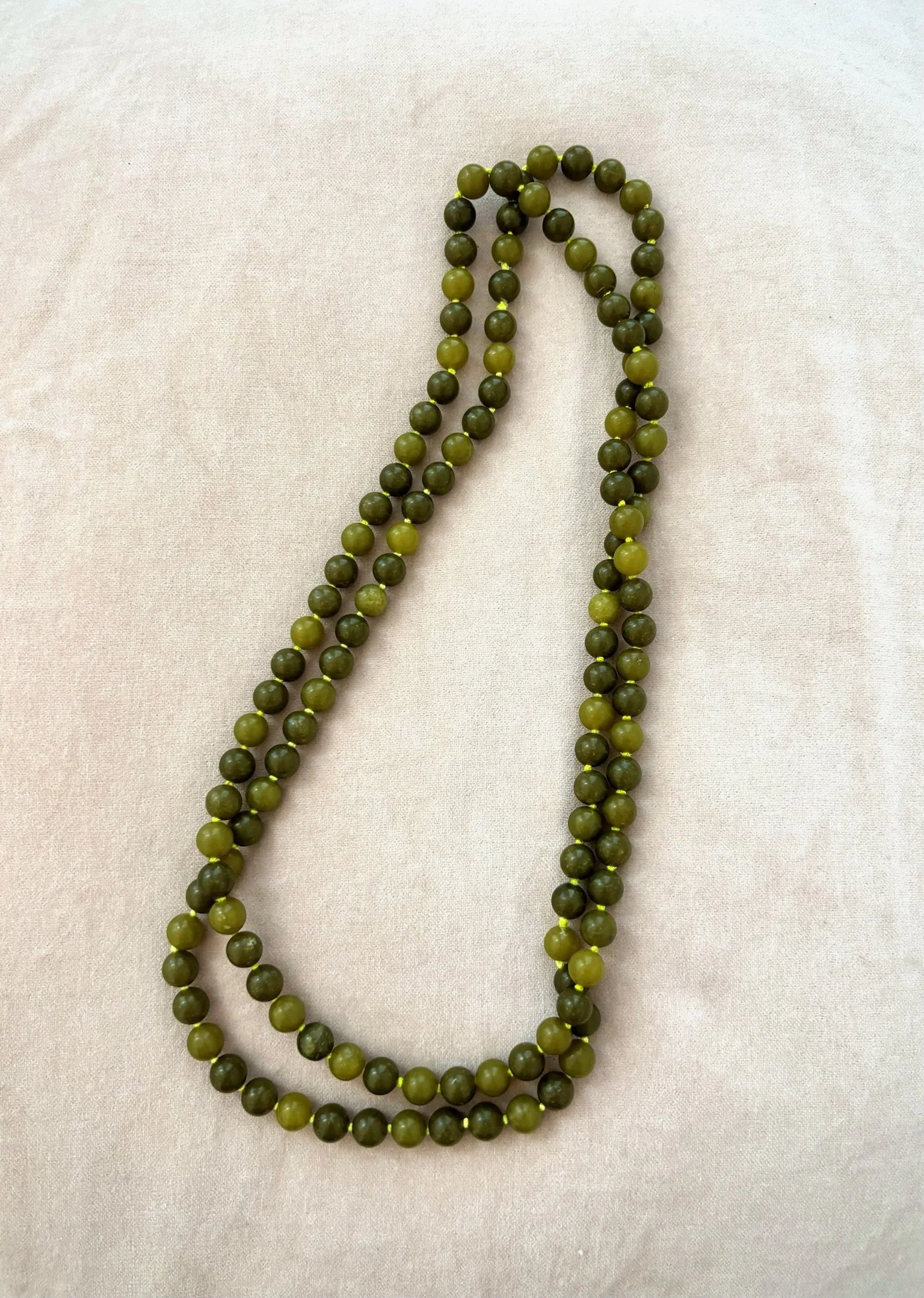 Olive Jade Beaded Necklace