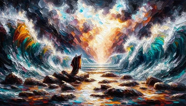 Illustration of The Parting of the Red Sea