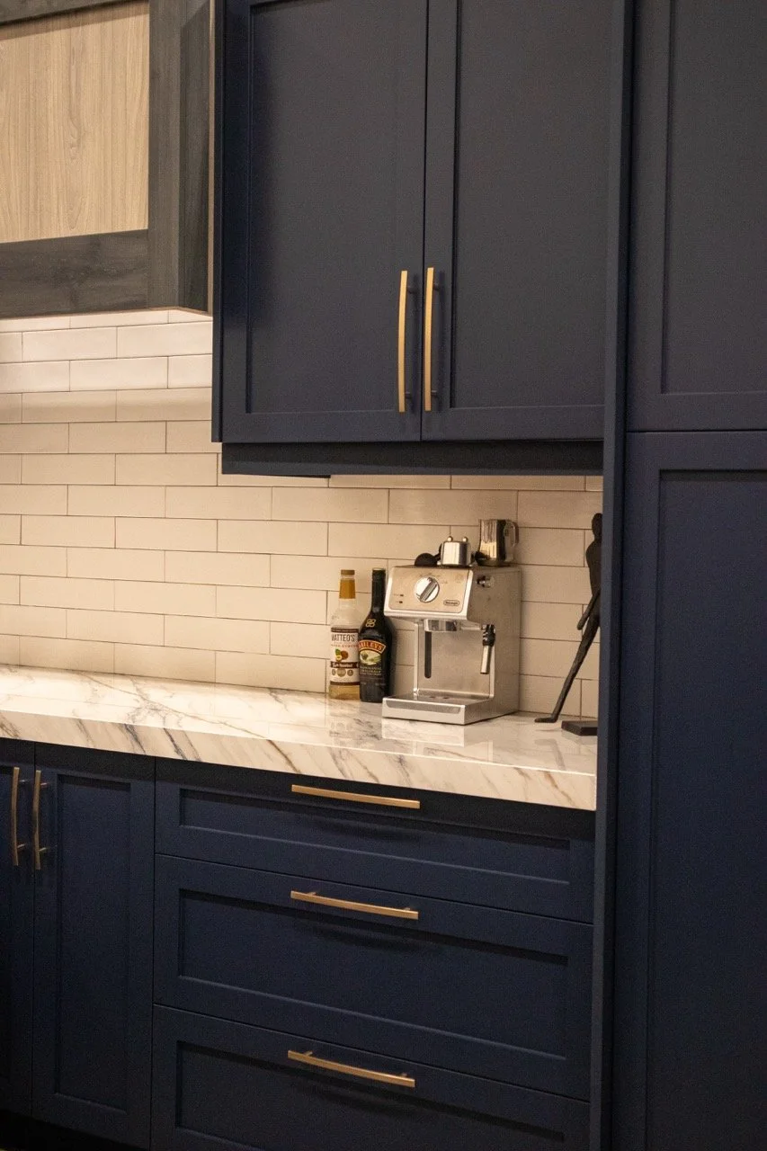 Blue custom cabinetry