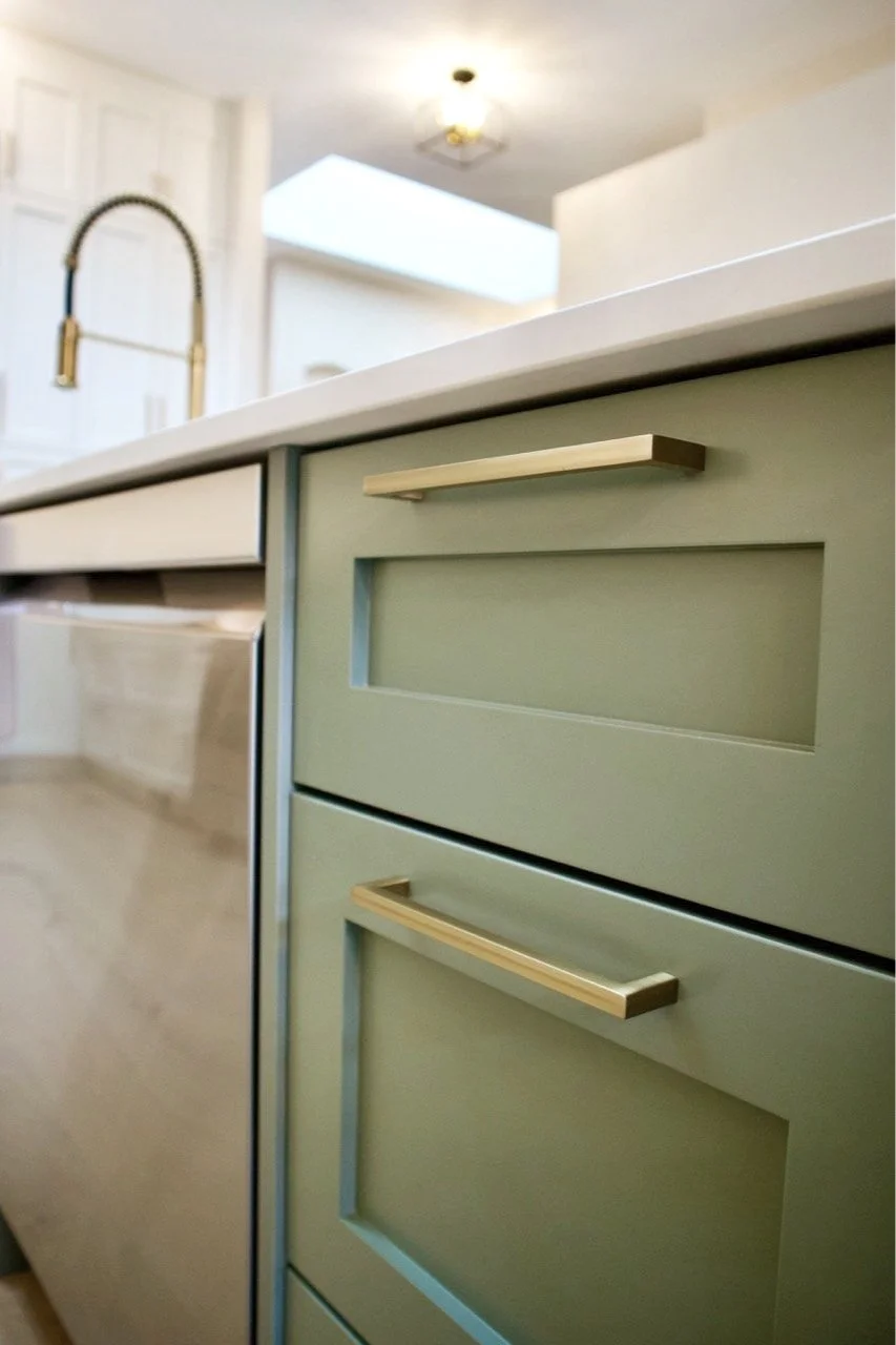 Built in dishwasher, custom drawers