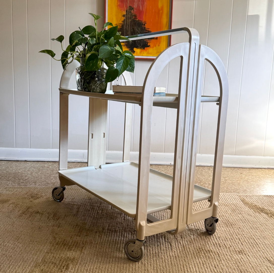 Vintage Guzzini Italian Rolling Cart / Bar Trolley