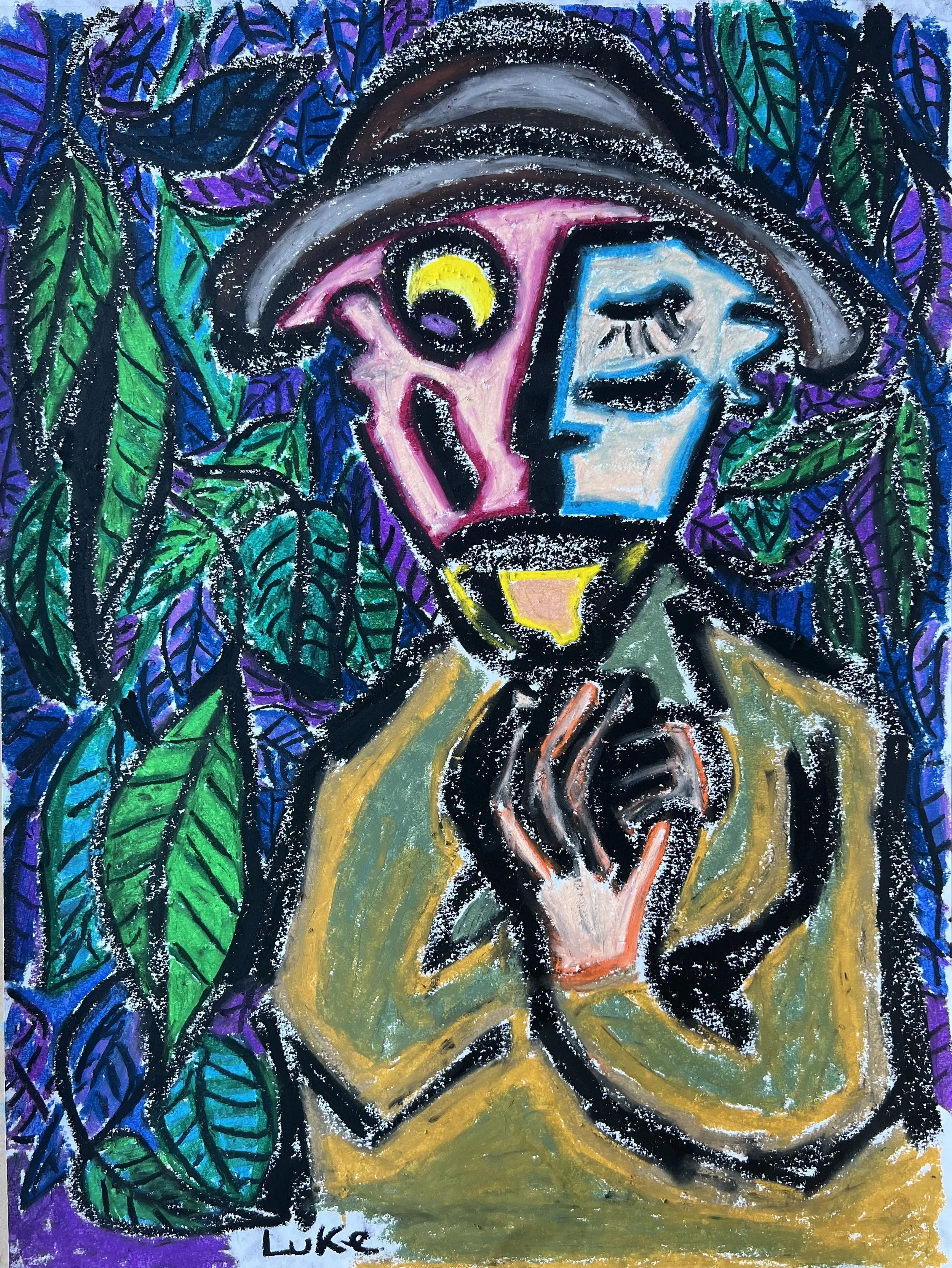 "Jungle Slumber" | Oil Pastel on Paper | 18"X24" | 2023