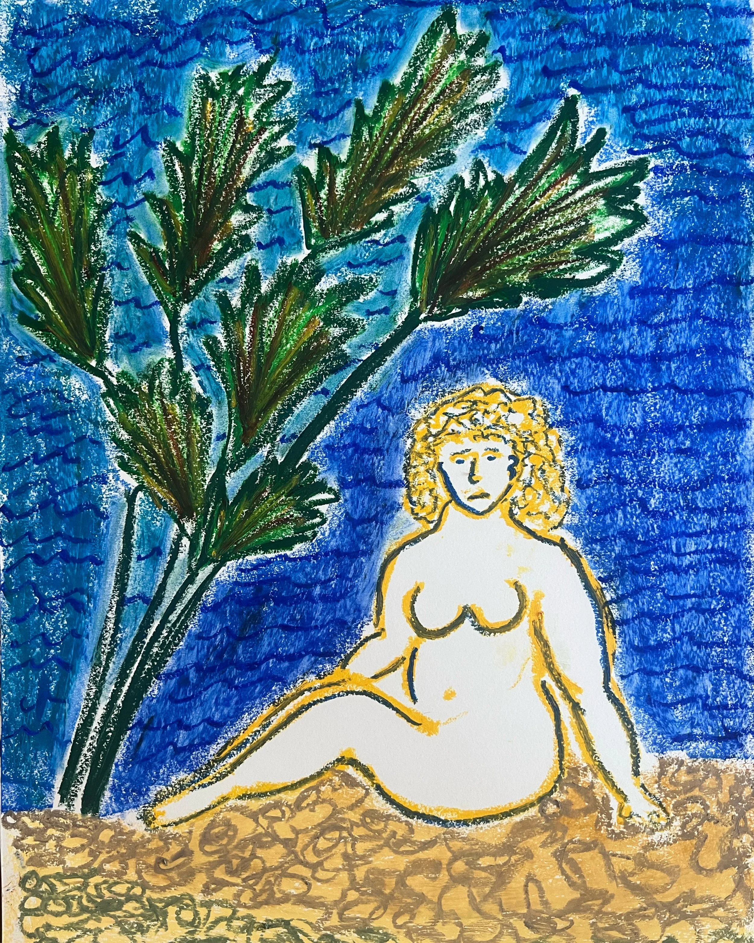 "Catching Shade" | Oil Pastel on Paper | 18"X24" | 2024