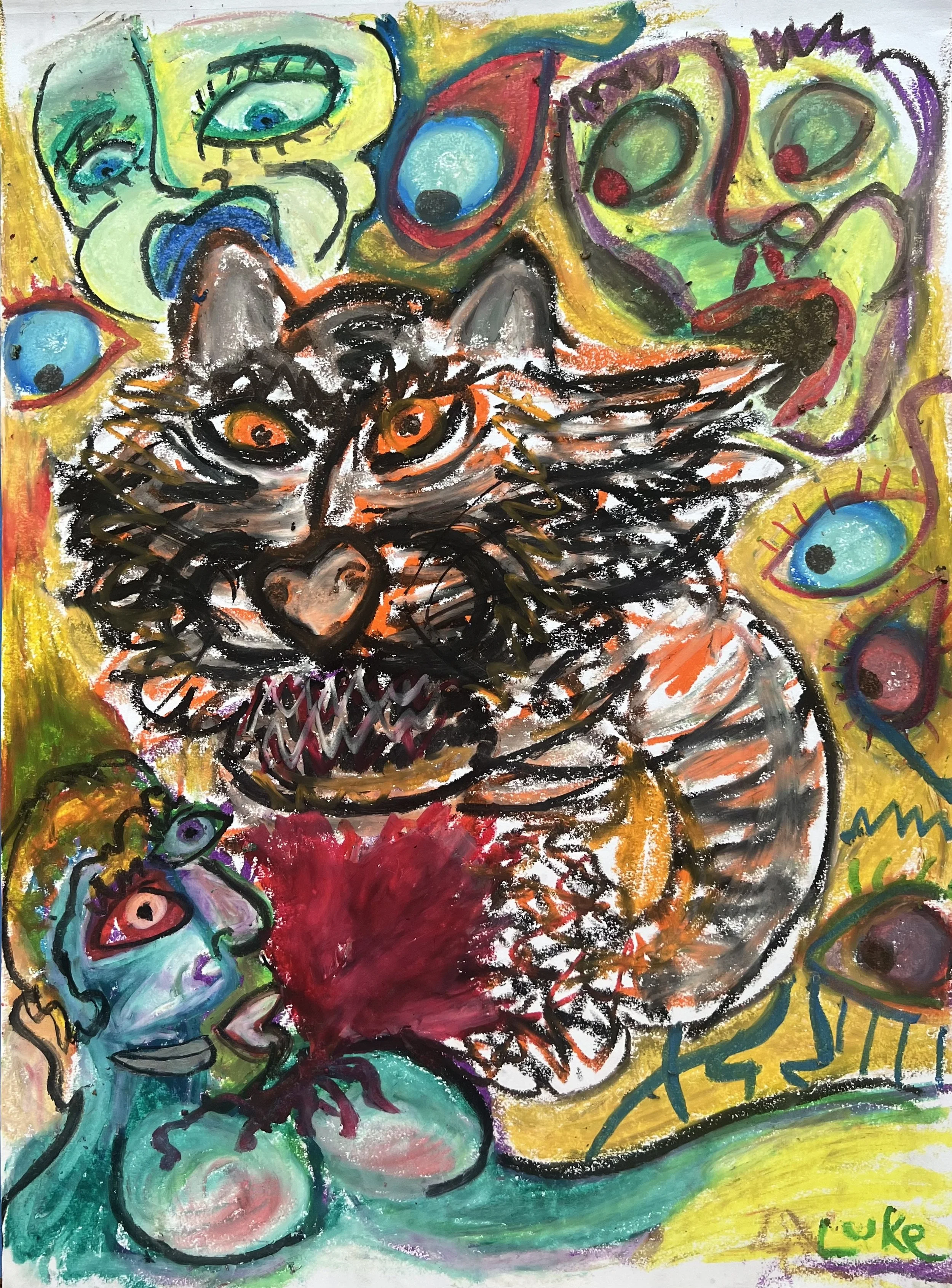 "And They Watched" | Oil Pastel on Paper | 18"X24" | 2022
